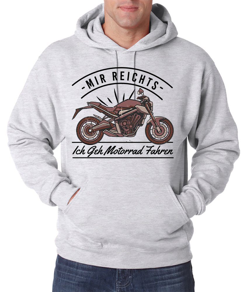Motorrad Streetbike Frontprint Ich Pullover mit Fahren Designz Kapuzenpullover lustigem Youth Grau Hoodie Geh Herren