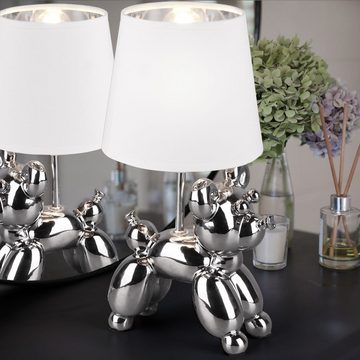 etc-shop Tischleuchte, Leuchtmittel nicht inklusive, Tischleuchte Hund Schlafzimmerlampe Tischlampe Textil Nachttischlampe