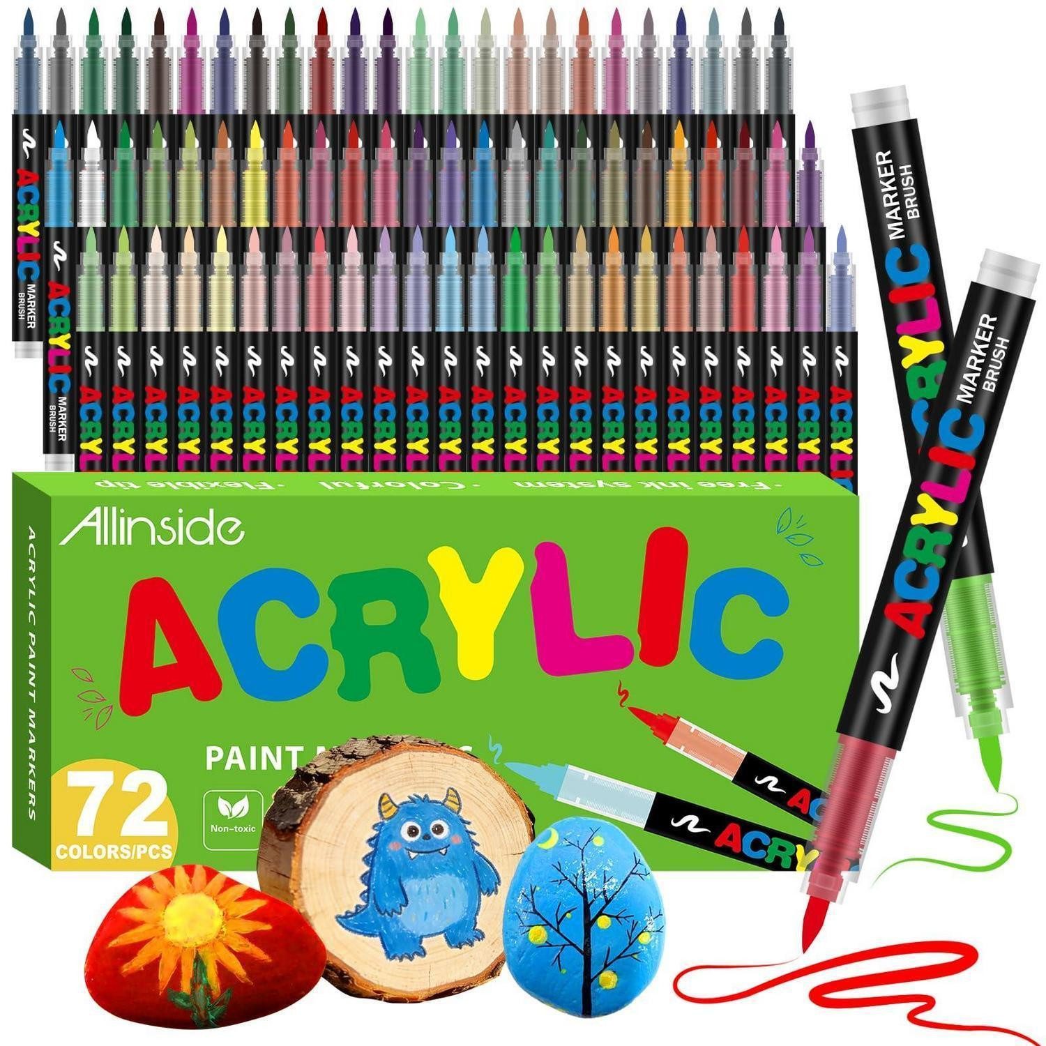 LuxusKollektion Marker Acrylstifte 72 Farben Wasserfest Pinselspitze