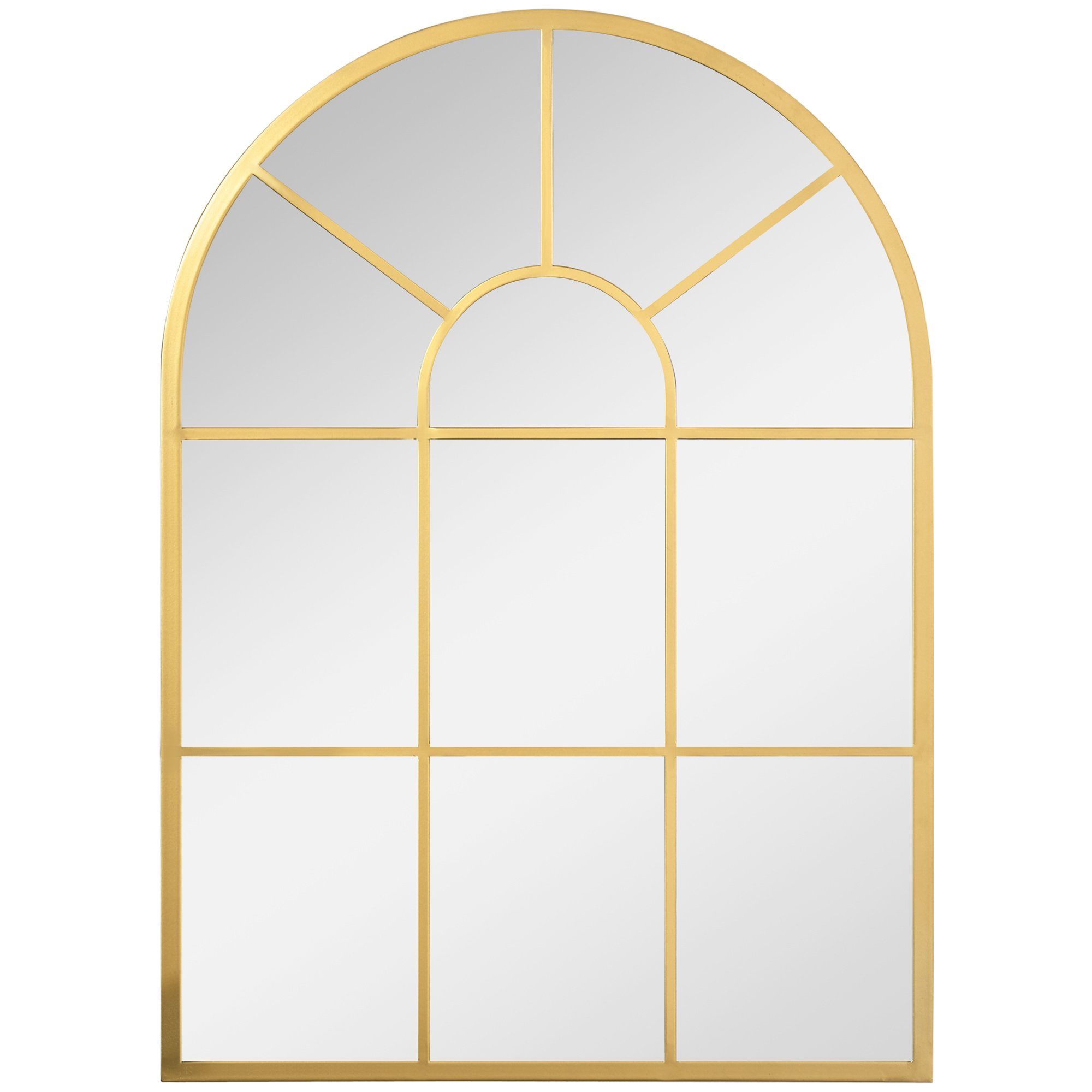HOMCOM Wandspiegel Fensterspiegel 70 x 50cm Flurspiegel mit Metallrahmen (Hängespiegel, 1-St., Dekospiegel), für Wohnzimmer Schlafzimmer Gold
