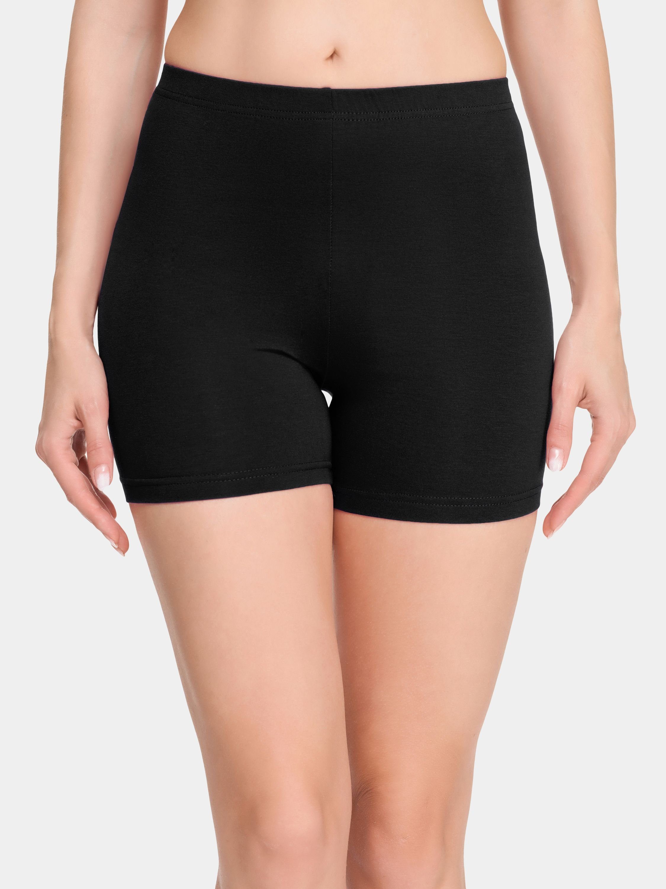Merry Style (1-tlg) elastischer Boxershorts Shorts MS10-392 Radlerhose Leggings Hotpants Damen Bund Unterhose Schwarz