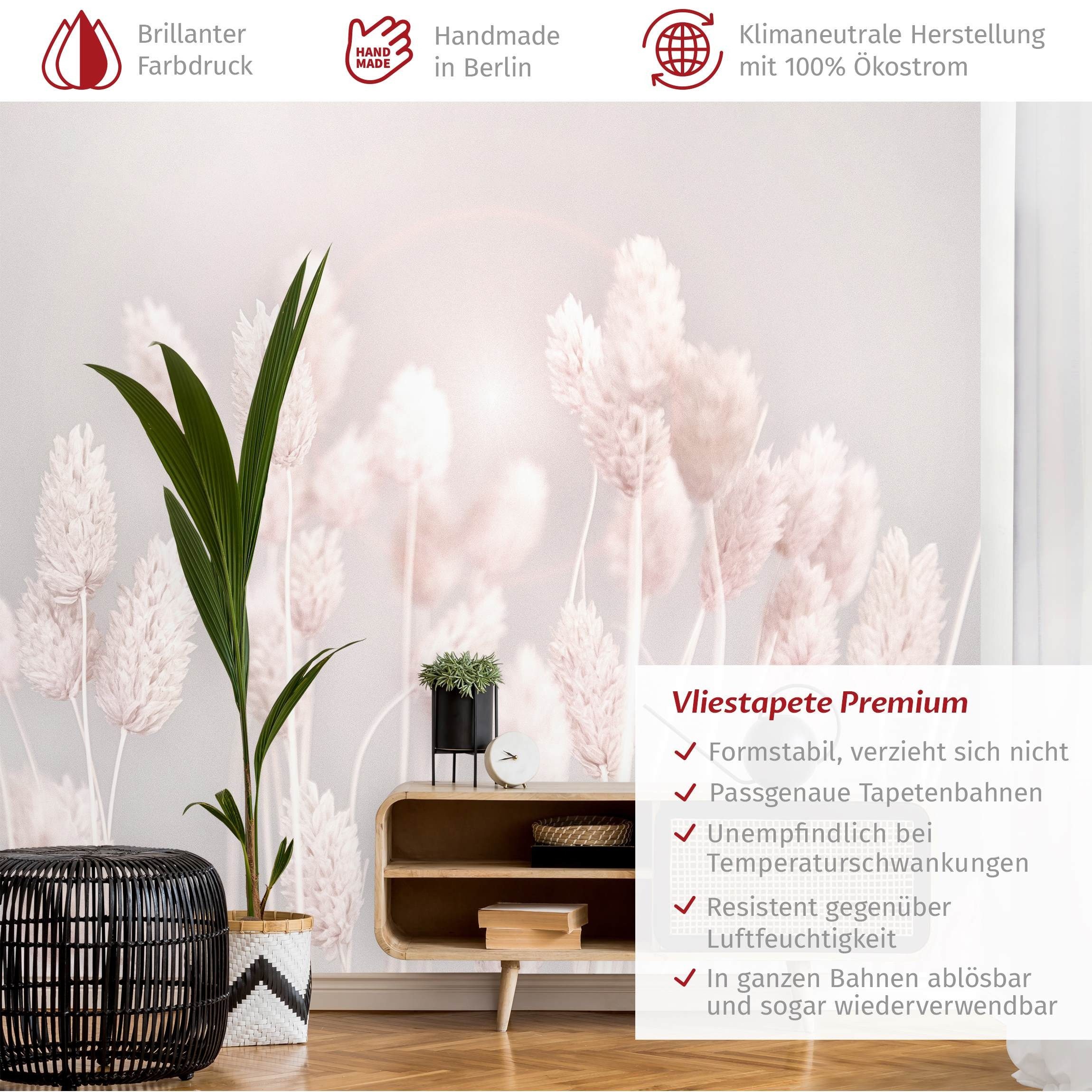 Bilderdepot24 Fototapete Blumen Helles Gras Sonnenlicht günstig online kaufen
