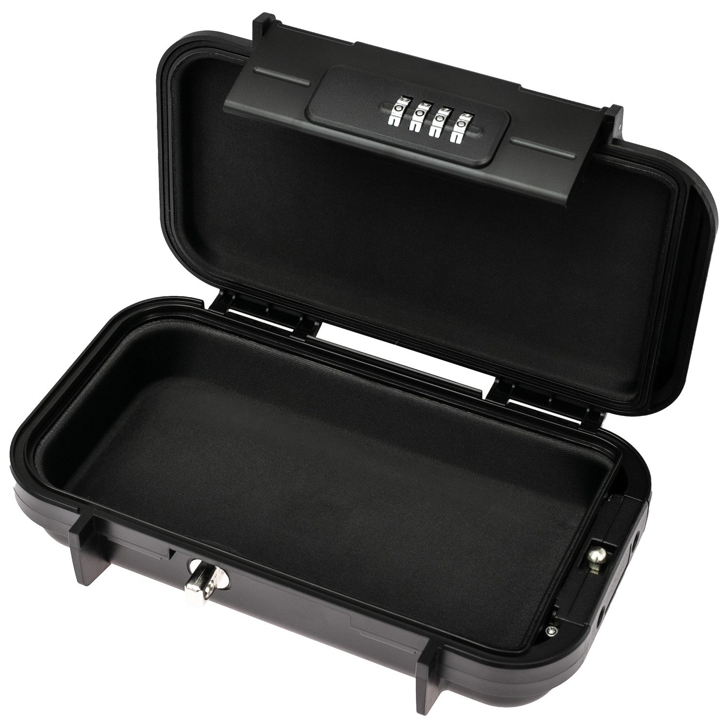 HMF Tresor Tragbarer Safe mit Zahlenschloss, wasserdichter Mini Tresor mit Drahtseil 23,5 x 14,5 x 5,8 cm, schwarz