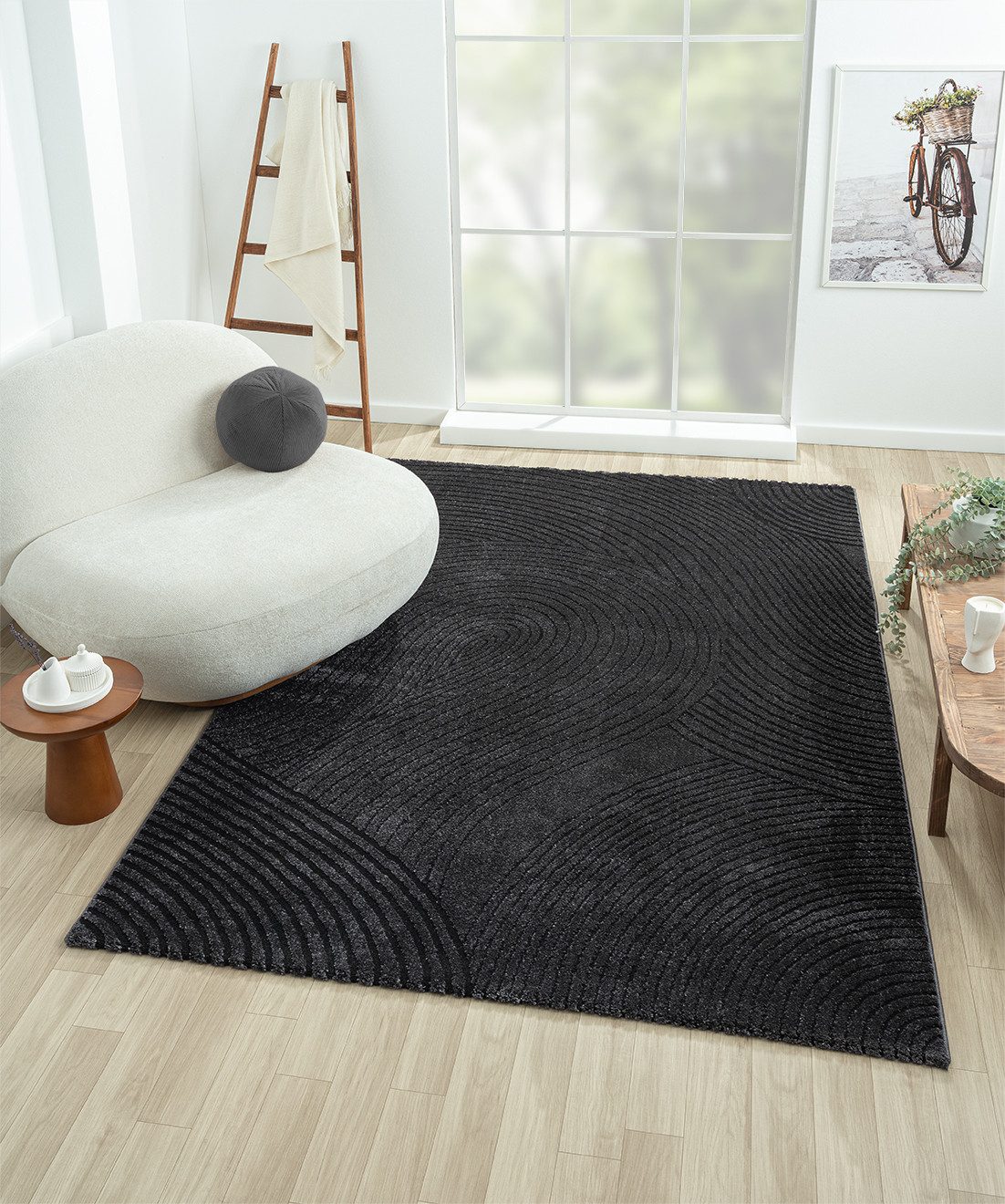 Vimoda Frisé-Teppich Wohnzimmerteppich modern, Rechteckig, Kurzflor, günstig online kaufen