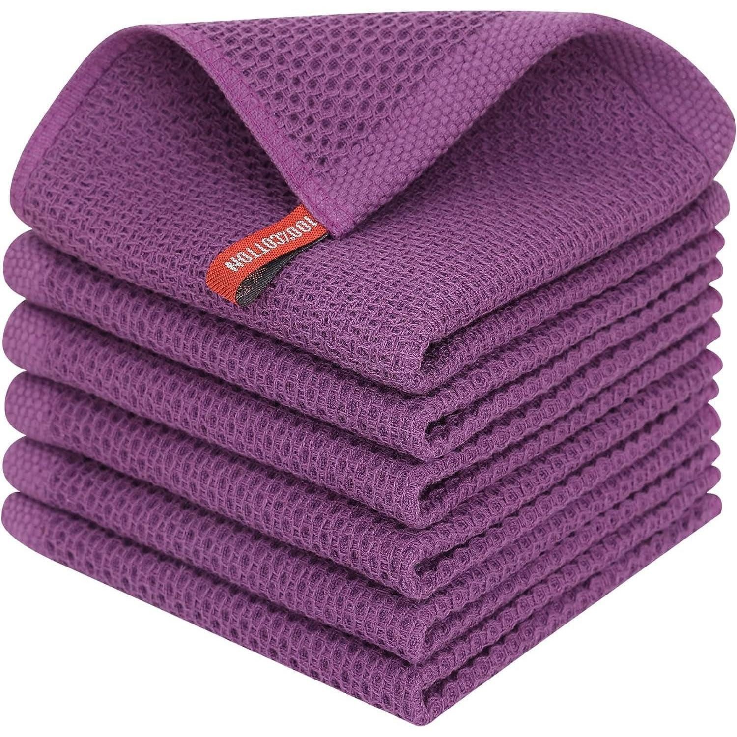 LuxusKollektion Geschirrtuch Geschirrtücher Baumwolle 6er Set 33x33cm Violett, (6-tlg)