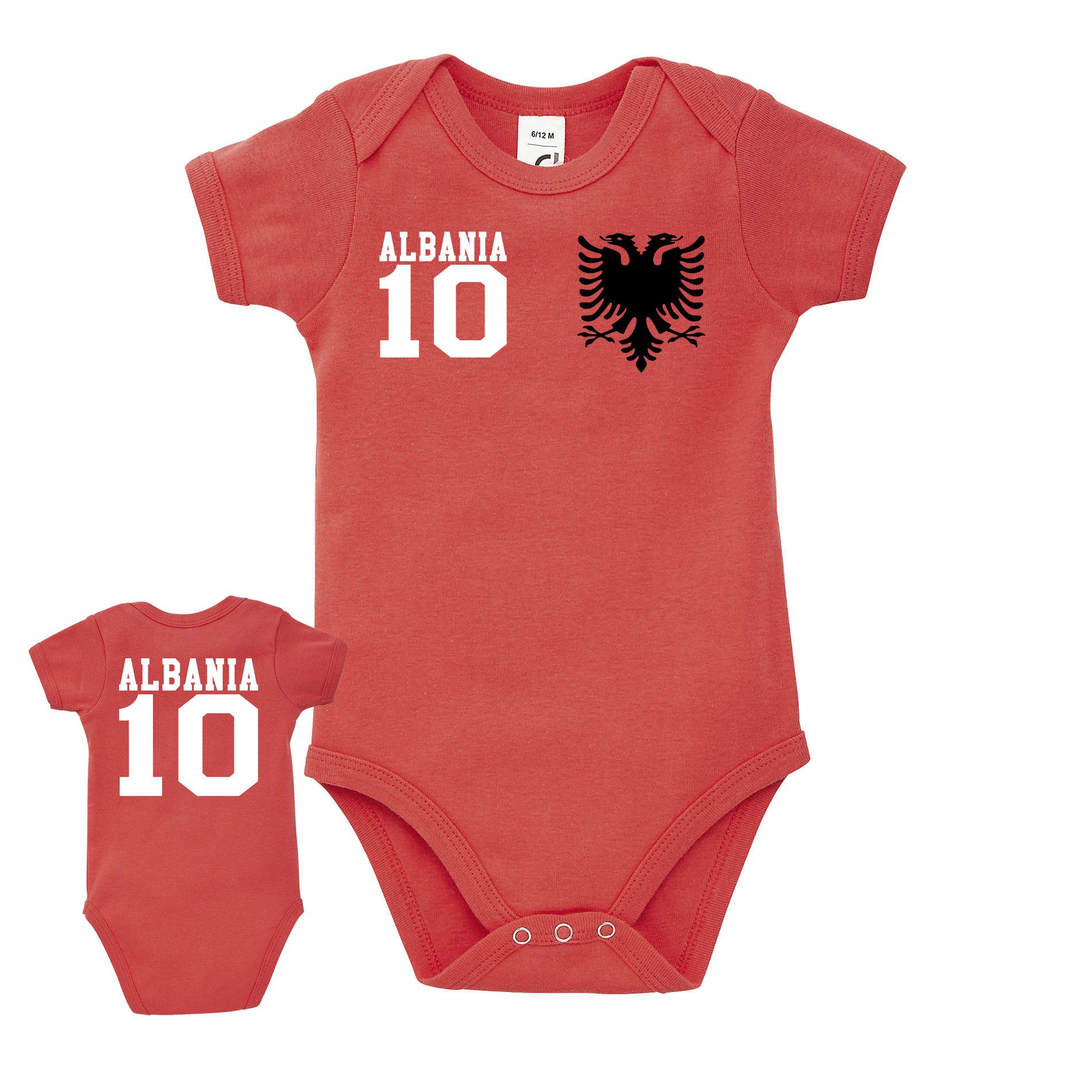 Blondie & Brownie Strampler Albanien Kinder Baby Albania Sport Trikot Fußball Meister WM Europa EM Kinder Baby Albanien Albania Fußball Body Trikot Fan WM EM Europa Set