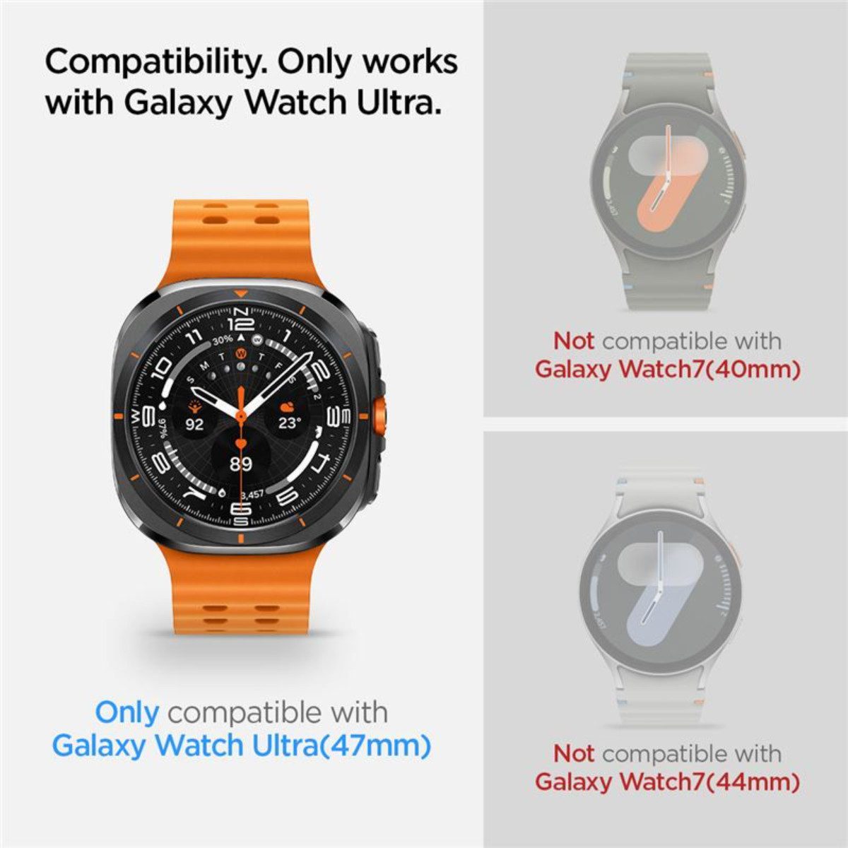 Spigen Displayschutzfolie 2x Panzerglas für Samsung Galaxy Watch Ultra Panzerfolie Schutzglas, 2 Stück, 47mm, 9H Hartglas, Blasenfreie Montage, Anti‑Fingerprint
