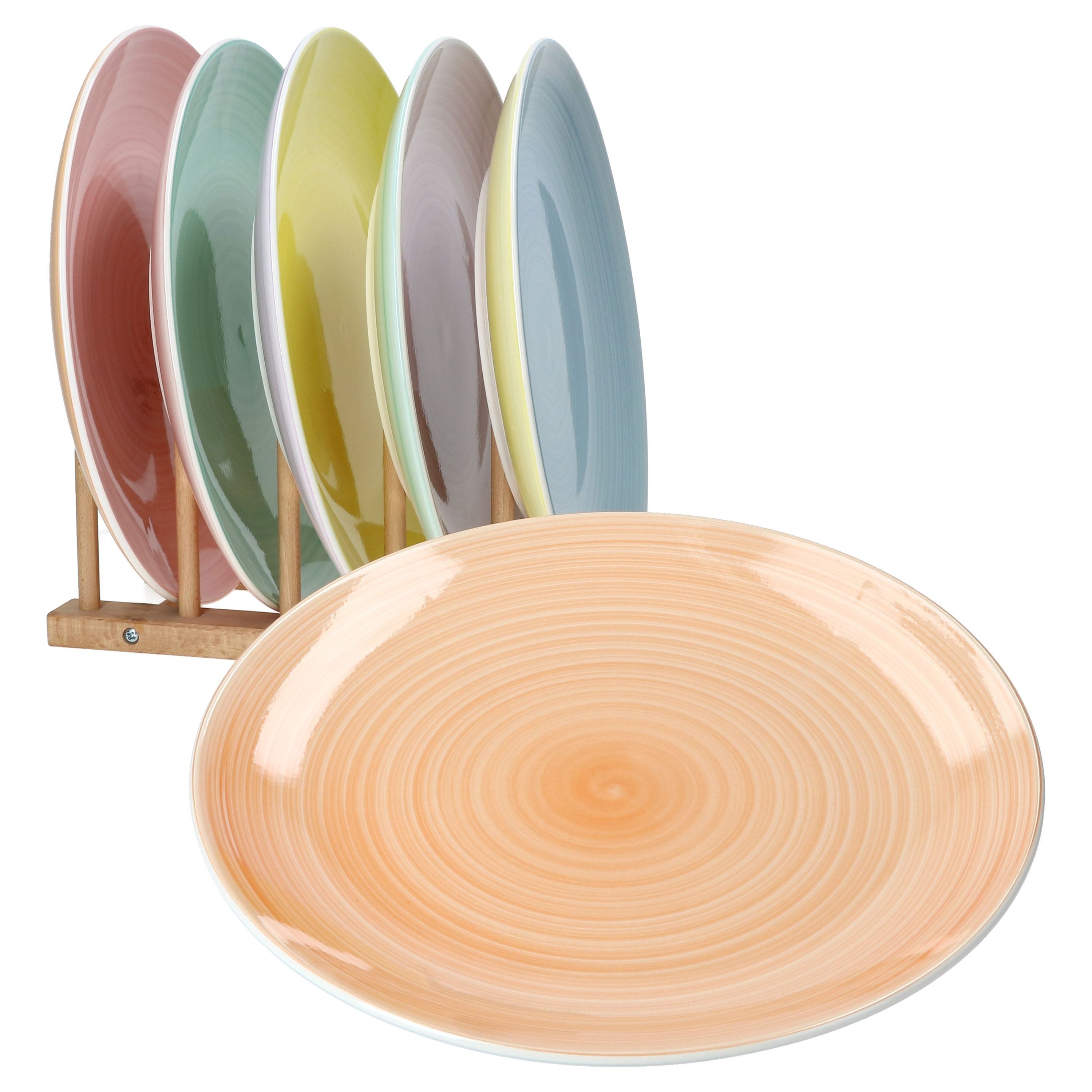 MamboCat Speiseteller Pastello 6er Set Speiseteller Ø27cm Steingut Platte groß Essteller