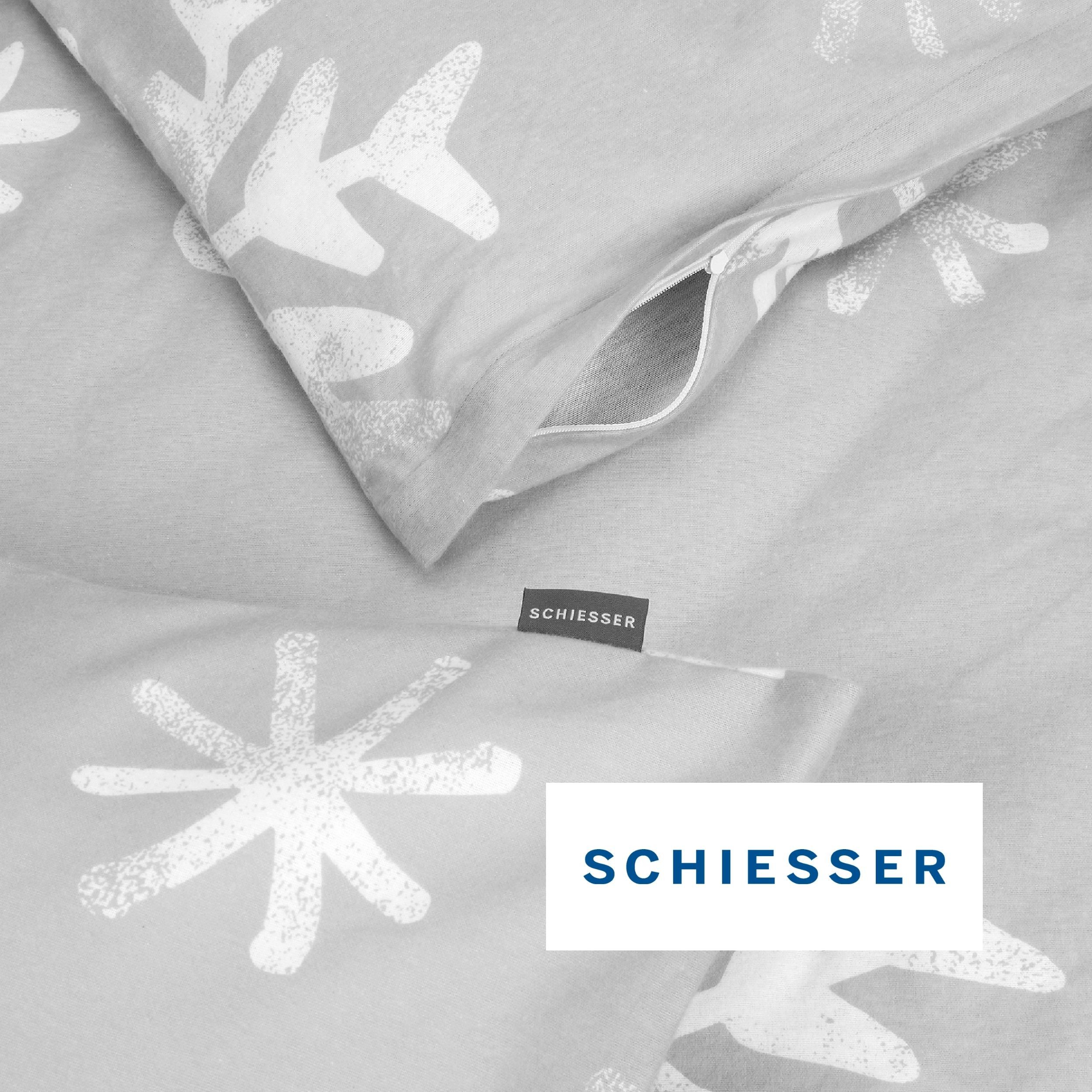 Schiesser Bettwäsche Skadi aus weicher Baumwolle mit weißen Schneeflocken, Feinbiber, 2 teilig, OEKO-TEX® MADE IN GREEN-zertifiziert – Bild 4 von 5