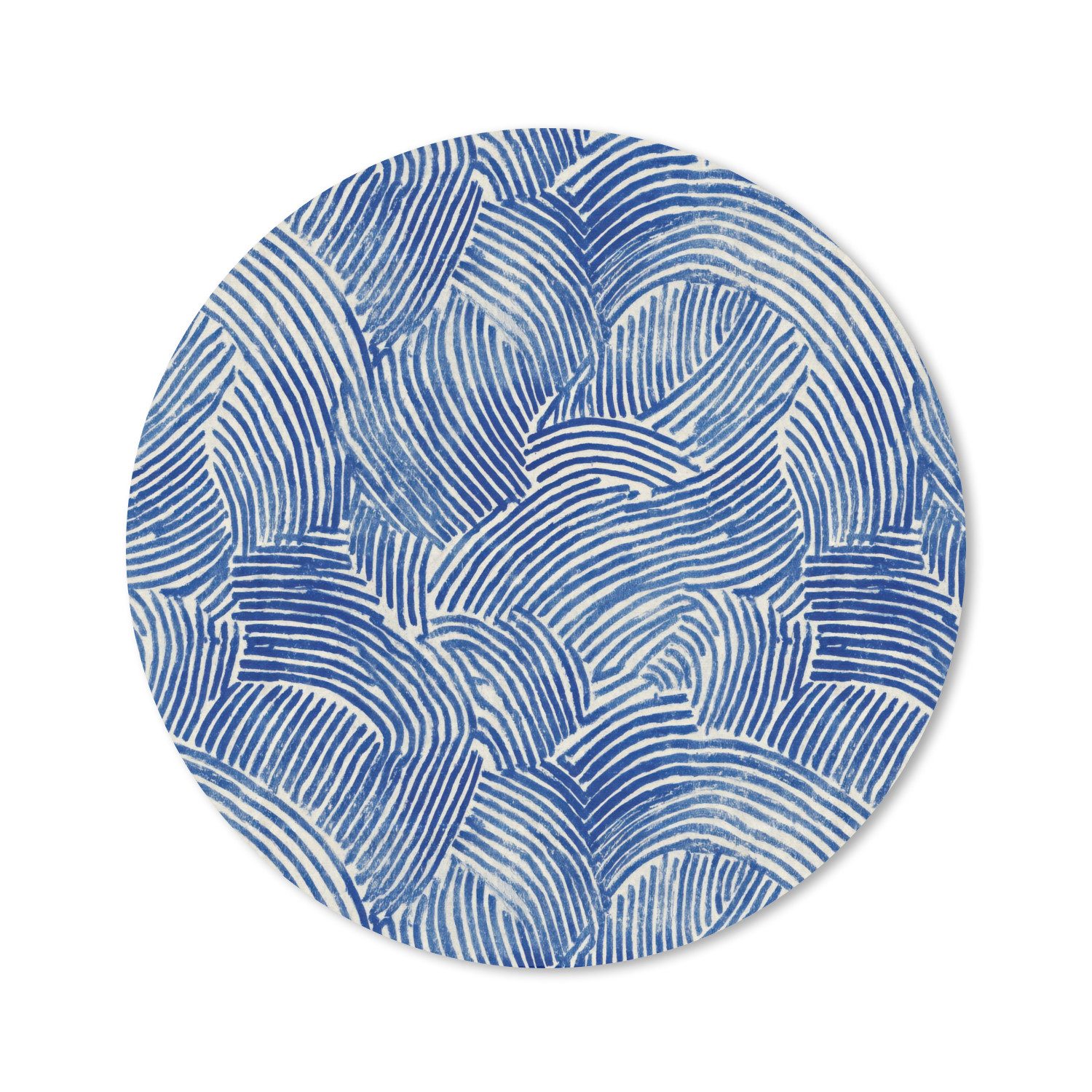 MuchoWow Mauspad Modern - Abstrakt - Blau (1-St), Mousepad mit Rutschfester Unterseite, Gaming, Rund, 30x30 cm