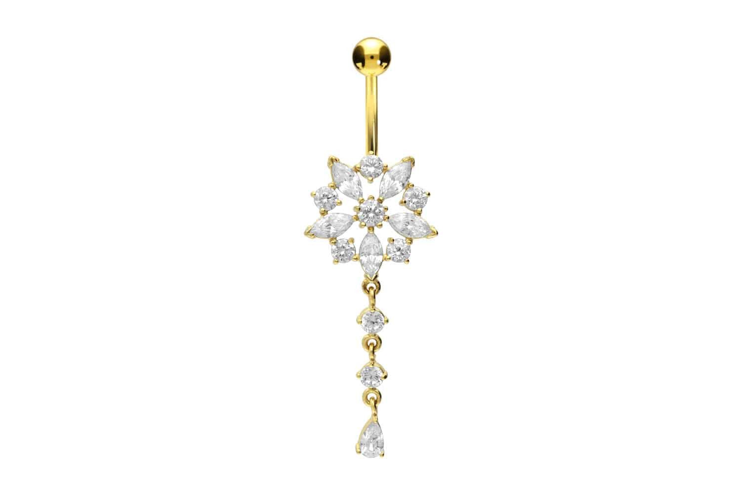 PIERCINGLINE Bauchnabelpiercing Chirurgenstahl Bananabell KRISTALLBLUME (Ba günstig online kaufen