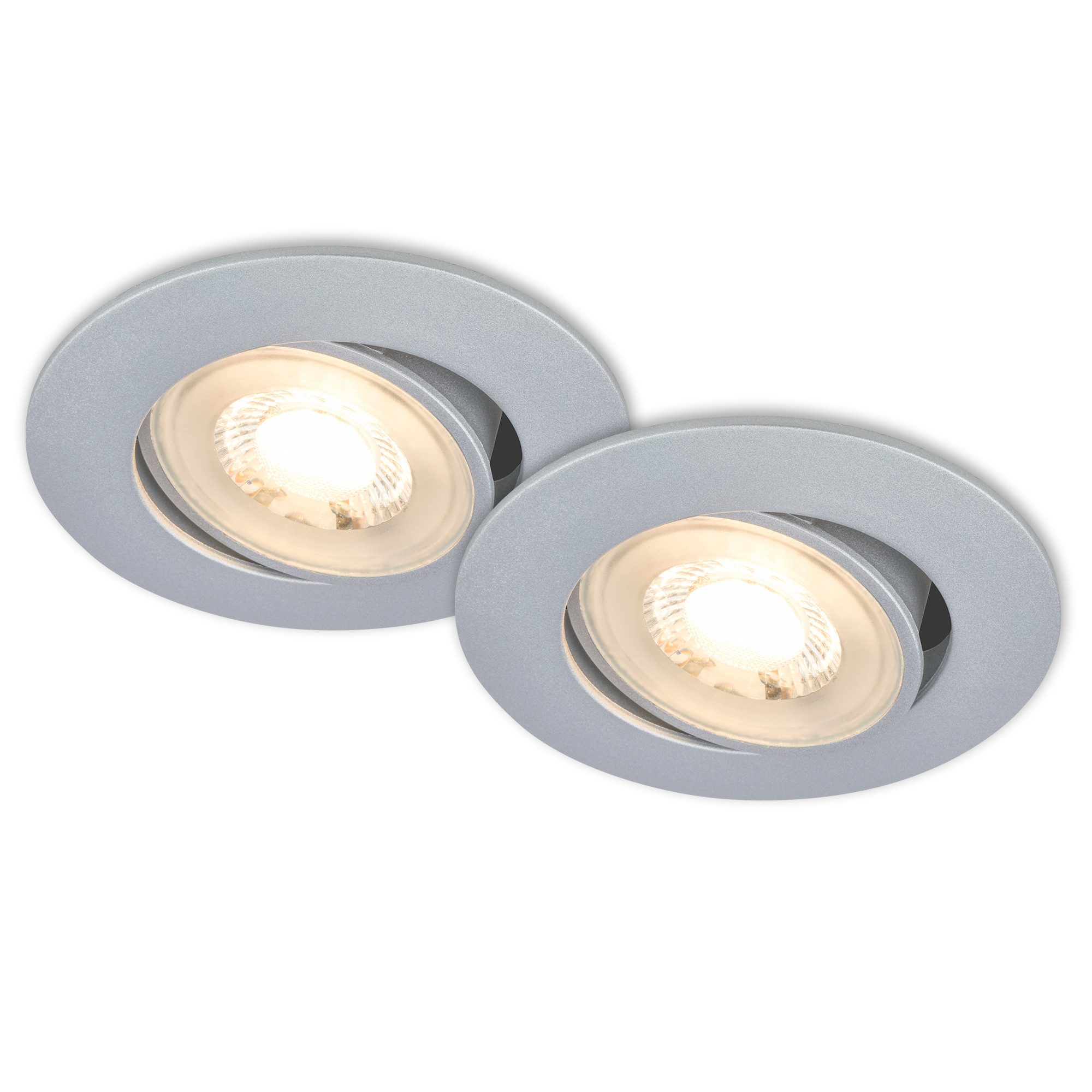 Briloner Leuchten LED Einbaustrahler 2er Set Schwenkbar Warmweiß Flaches Design, LED fest integriert