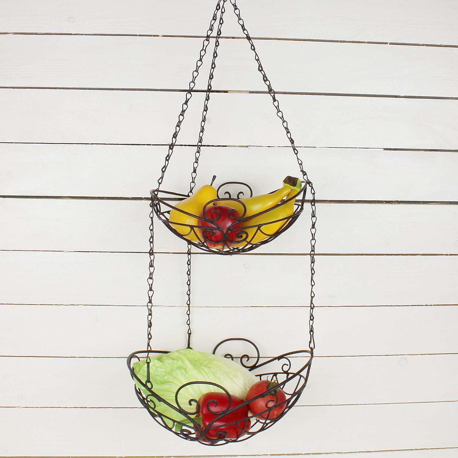 Macosa Home Hängekorb Hängekorb 2 TLG. Dunkelrostfarben Landhaus Ablagekörb günstig online kaufen