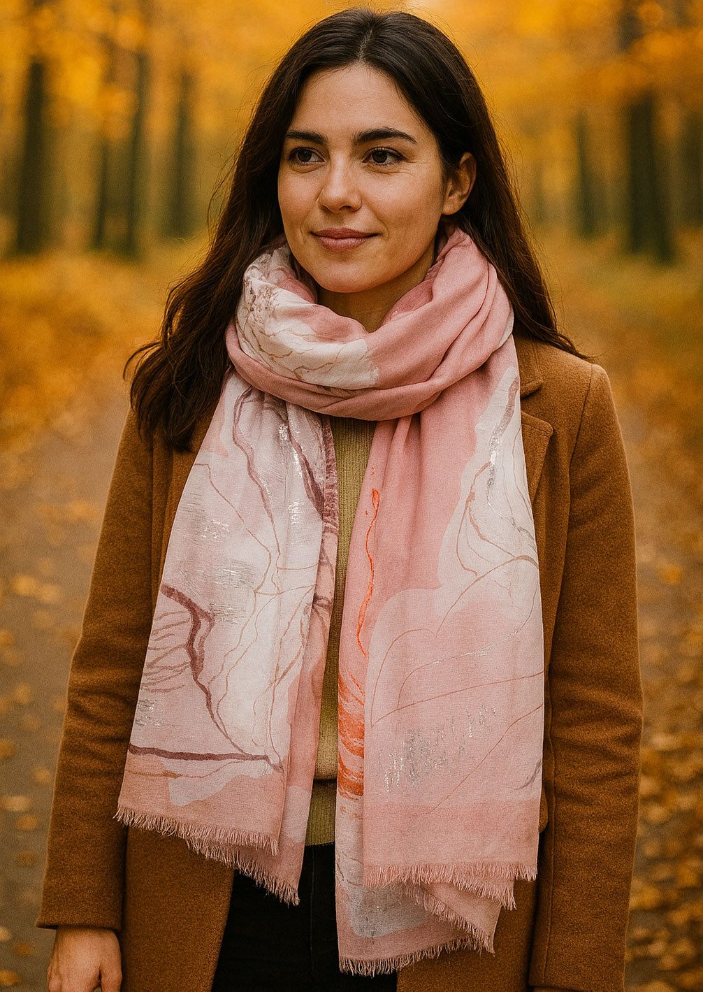 Faera Modeschal, Damen Schal große Blüten weich und leicht XXL