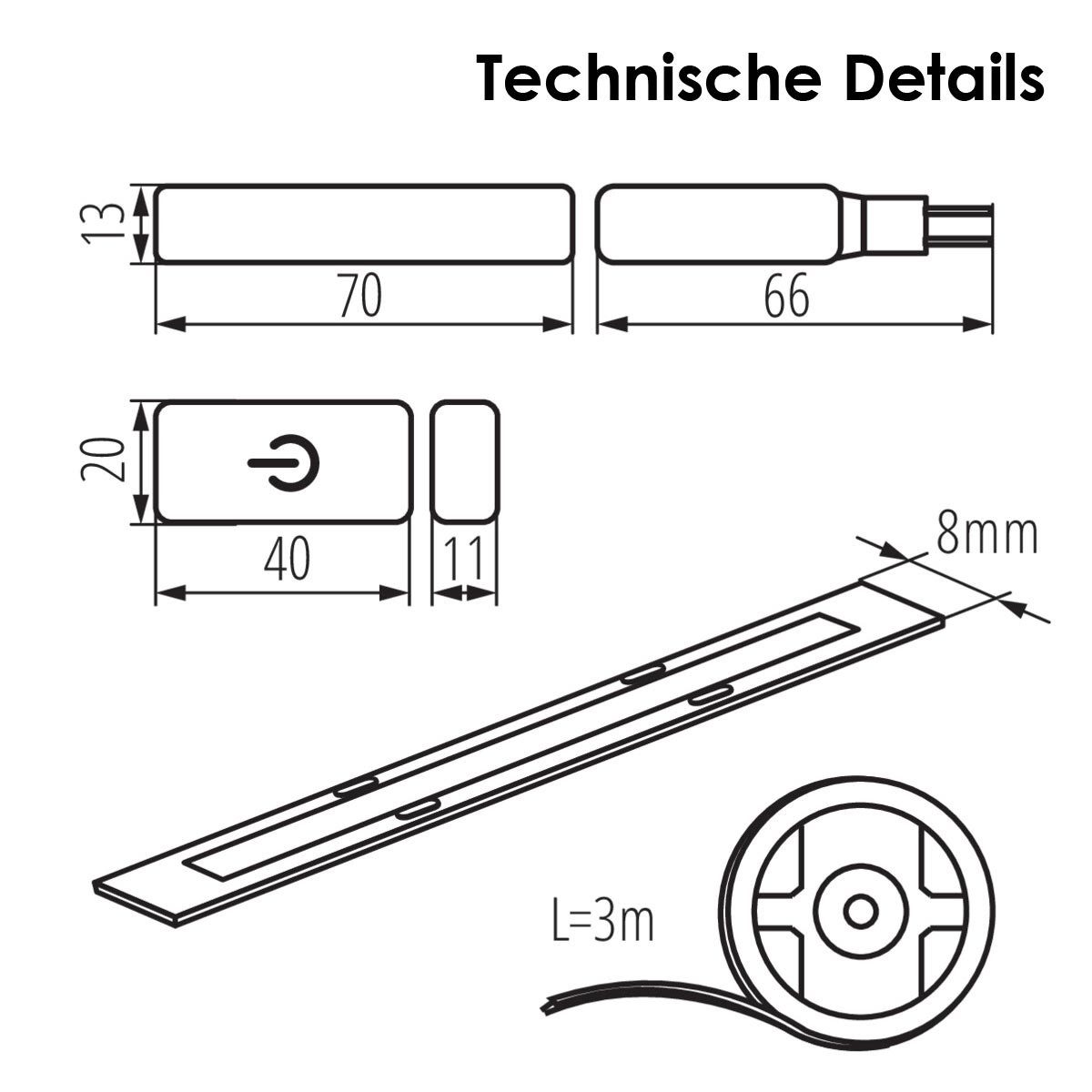 Kanlux LED-Leuchtmittel 3m COB LED Stripe Set mit Dimmer & Netzteil, warmw, warmweiß