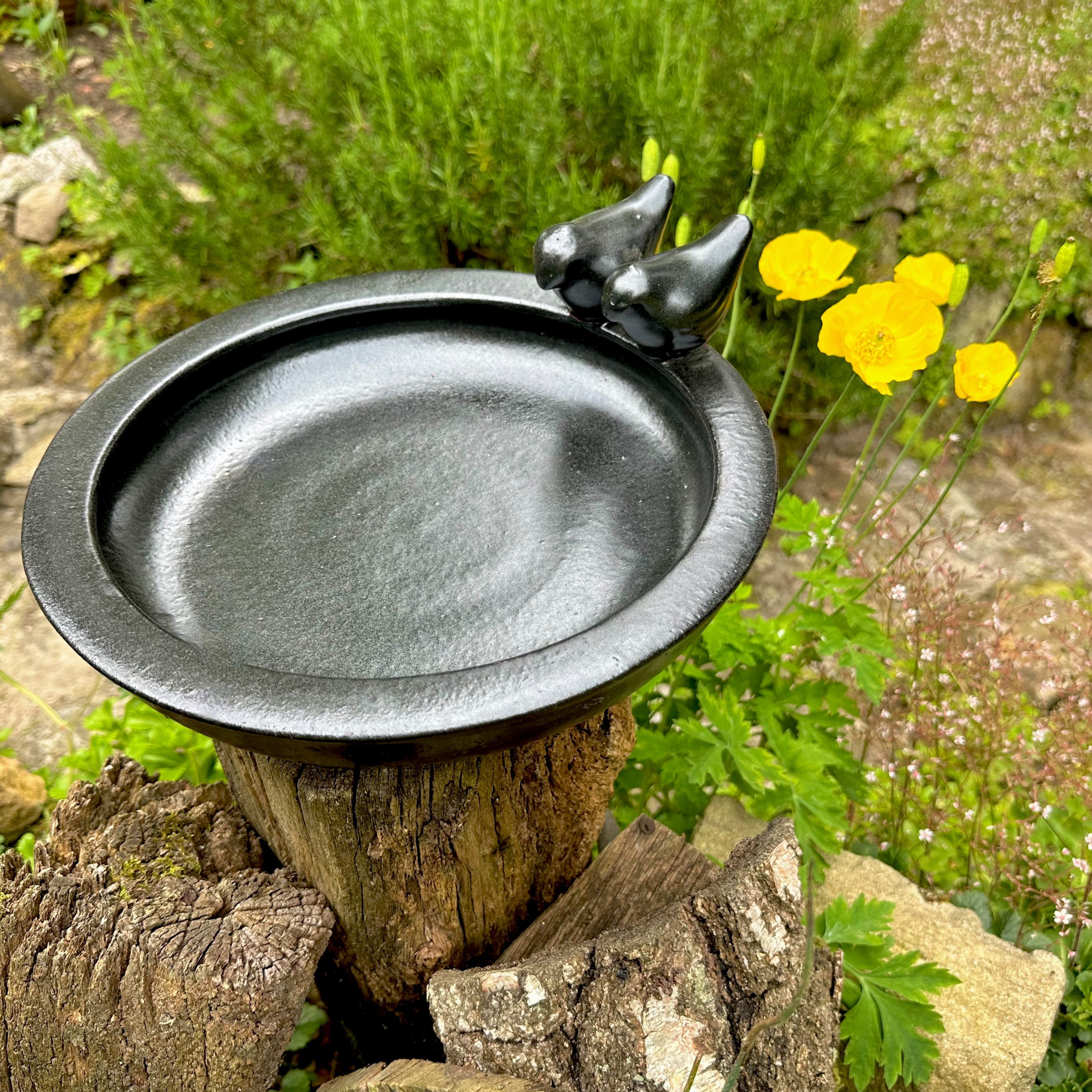 Antikas Futterstation Vogeltränke, Vogelbad - Schwarz, Tränke für Vögel, Wasserschale als