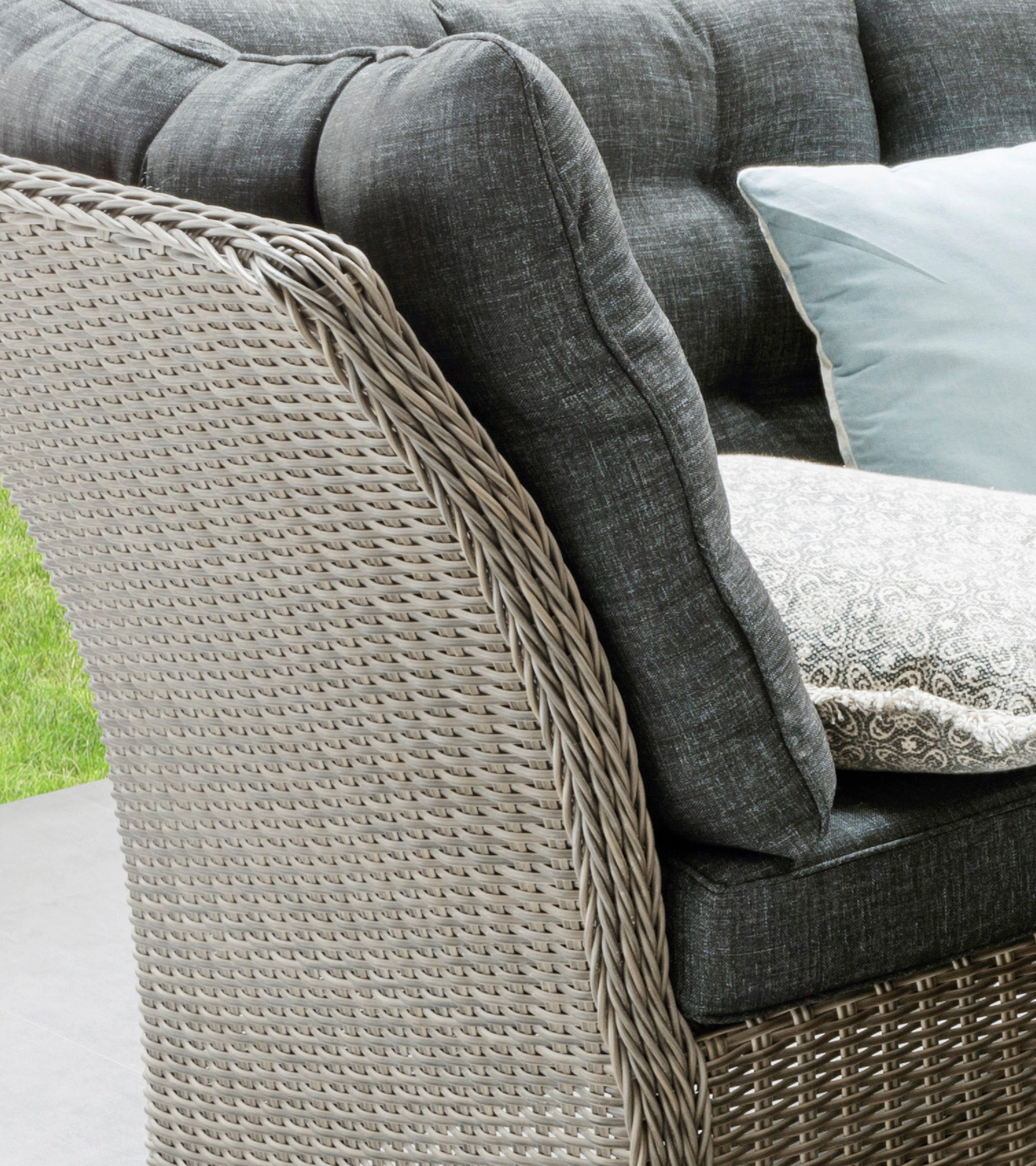 Destiny Garten-Essgruppe PALMA, (10-tlg., 2x Schenkel, 1x Eckmodul, 1x Tisch, inkl. Auflagen), Aluminium, Polyrattan