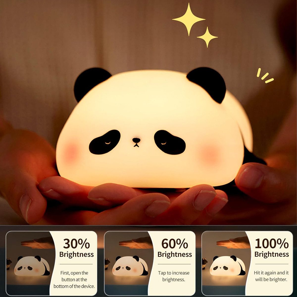 autolock LED Nachtlicht Nachtlicht Kinder Panda Nachtlampe Dimmbar Timer, Silikon Nachtlicht Baby USB-Aufladbar Niedliche Panda Lampe