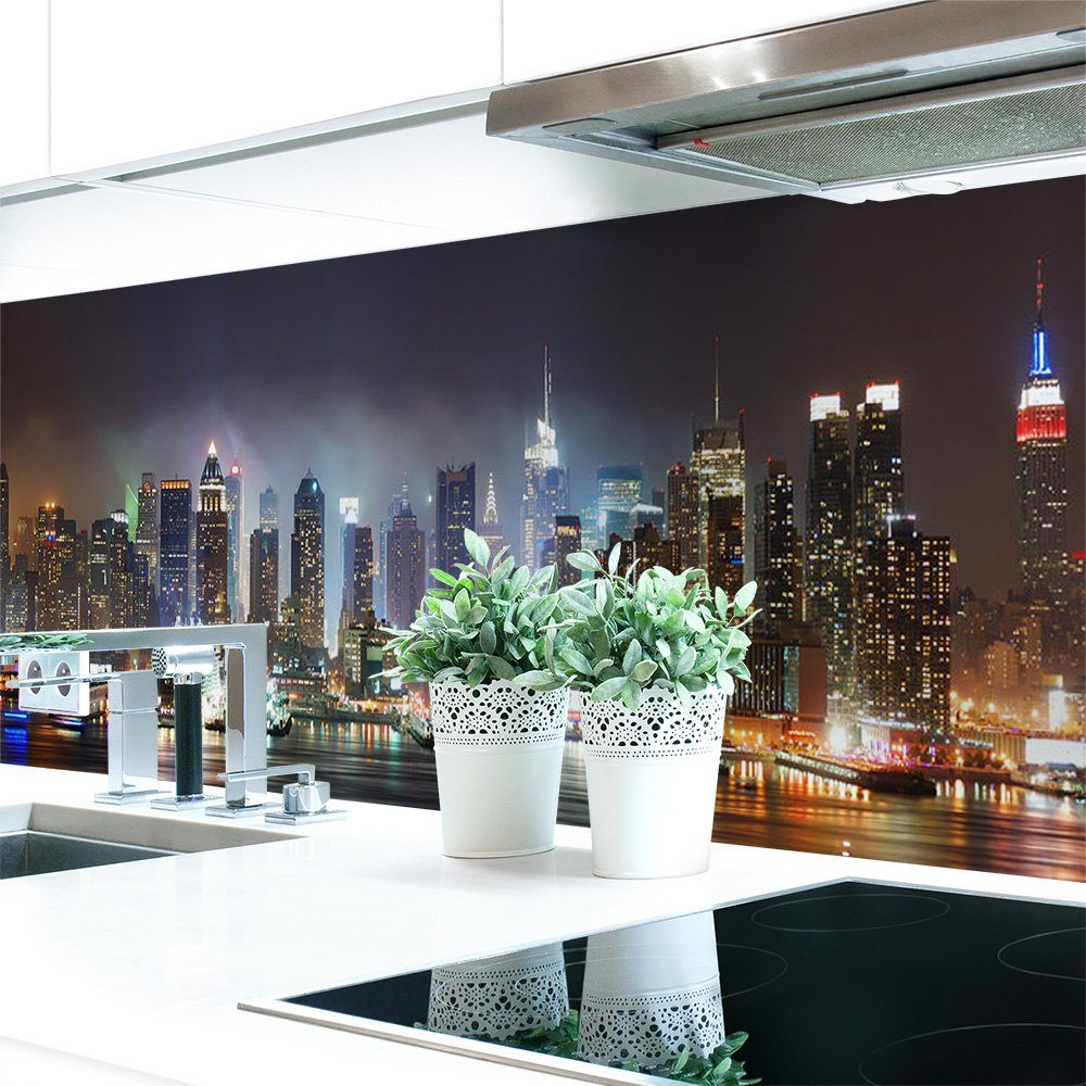 Premium selbstklebend 0,4 Skyline Küchenrückwand mm Hart-PVC DRUCK-EXPERT Küchenrückwand