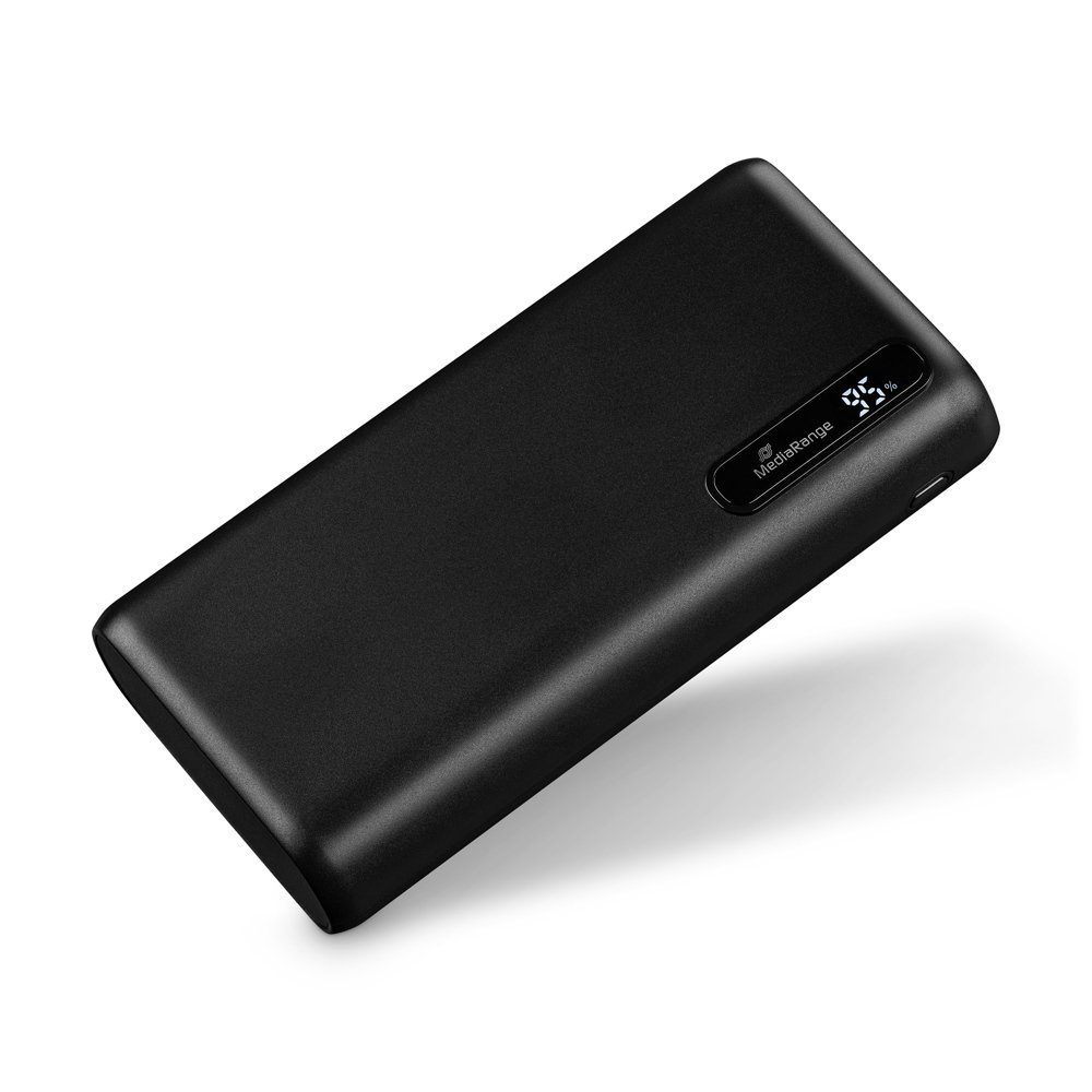 Mediarange Powerbank 20000 mAh Ladegerät USB 2x Typ A und 1x Typ C schwarz Powerbank