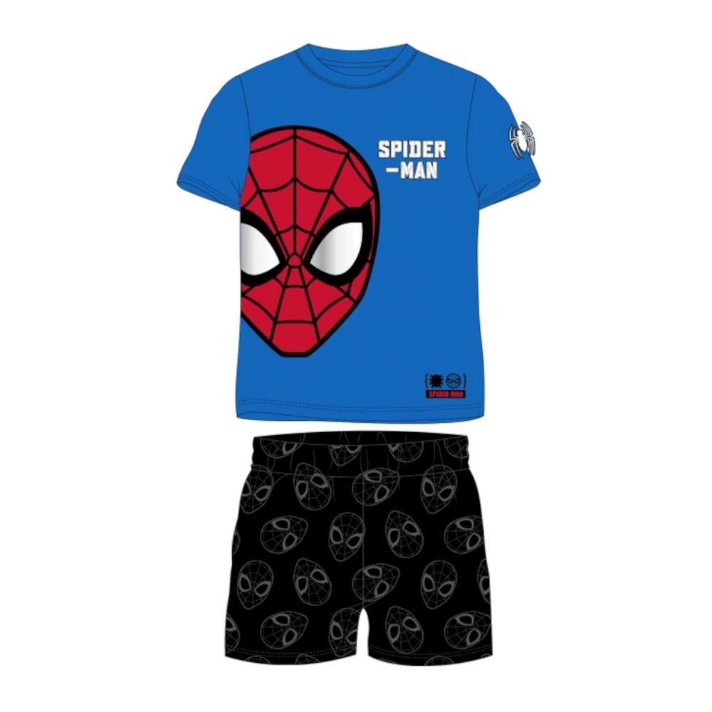 Spiderman Pyjama Kurzer Jungen-Pyjama „Spider-Man“ rot/grau, Größen 98 bis 128 (Set, 2 tlg)