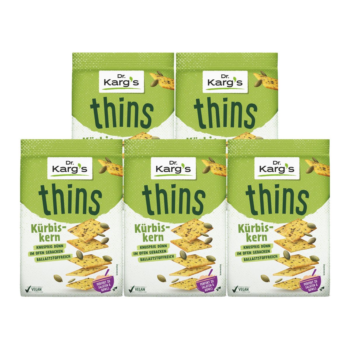 Dr. Kargs Brot, Dr. Kargs thins Kürbiskern knusprig dünn gebacken 170g 5er Pack