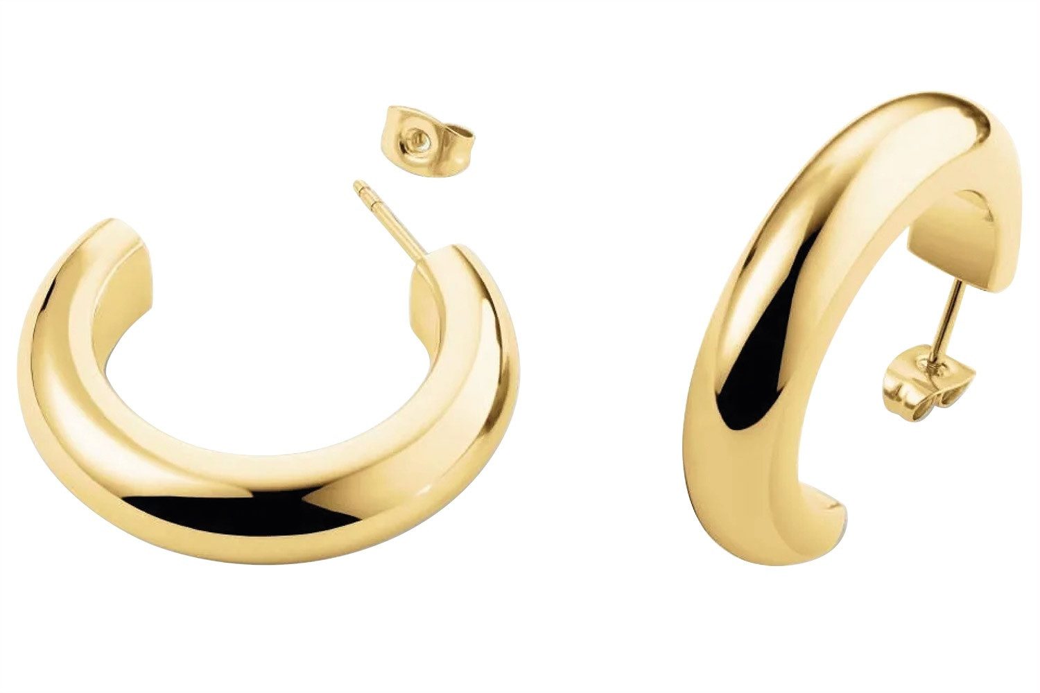 ROSEFIELD Paar Creolen Damen-Große Breite Goldfarben