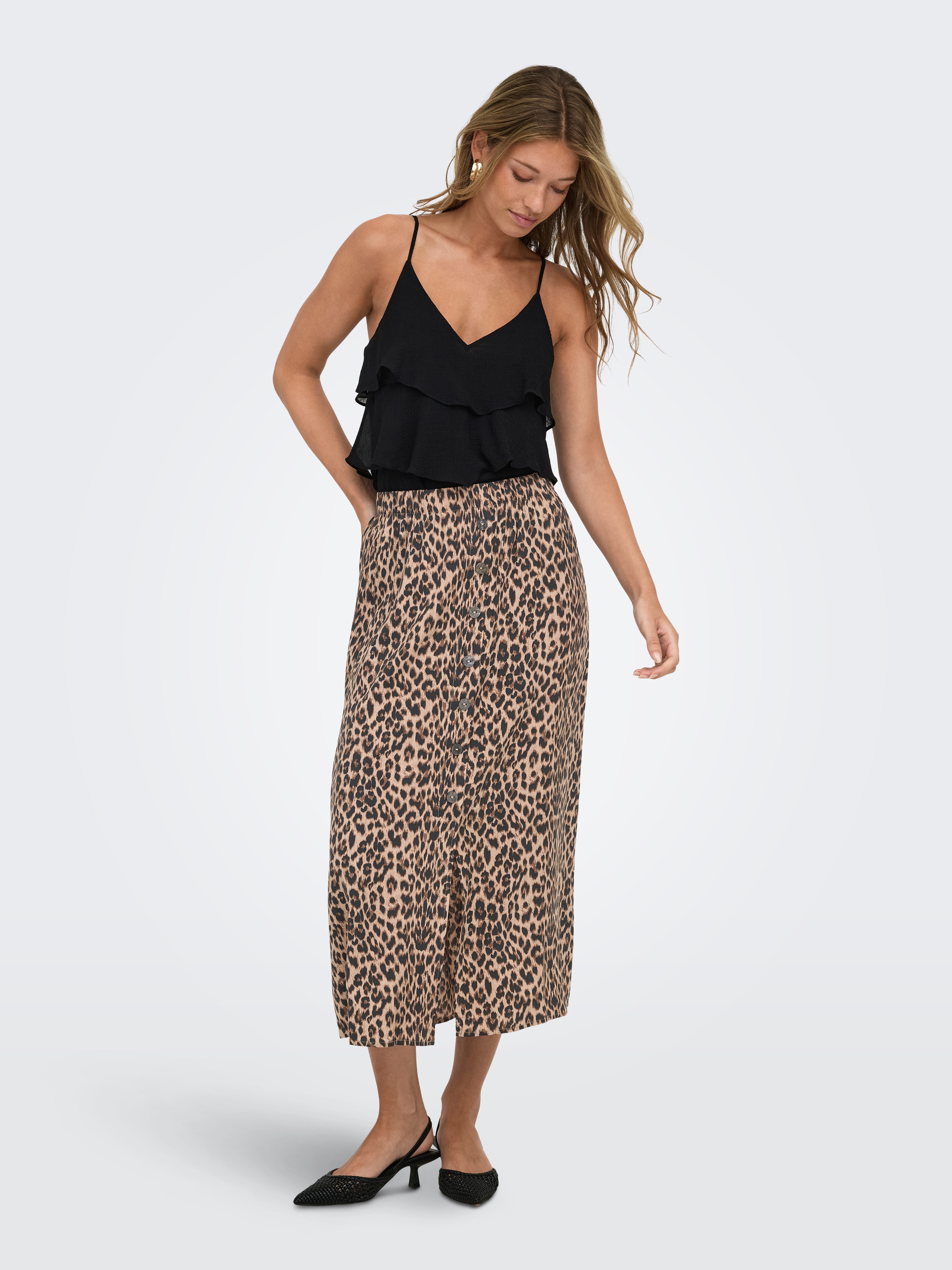 ONLY Trägertop ONLLINN LIFE FLOUNCE SINGLET WVN NOOS Kunstfaser, regular fit – Bild 4 von 5