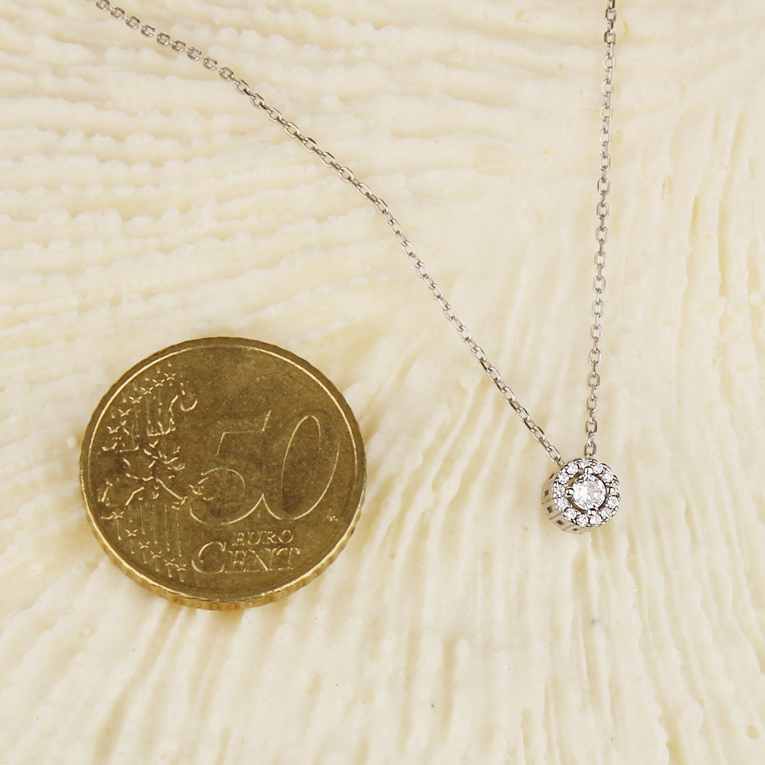Rosegold Silber Halskette Rosegold Kette Partnerin Zirkonia, mit Geschenk Damenschmuck mit in Anhänger 925er Damen Sanixa beschichtet