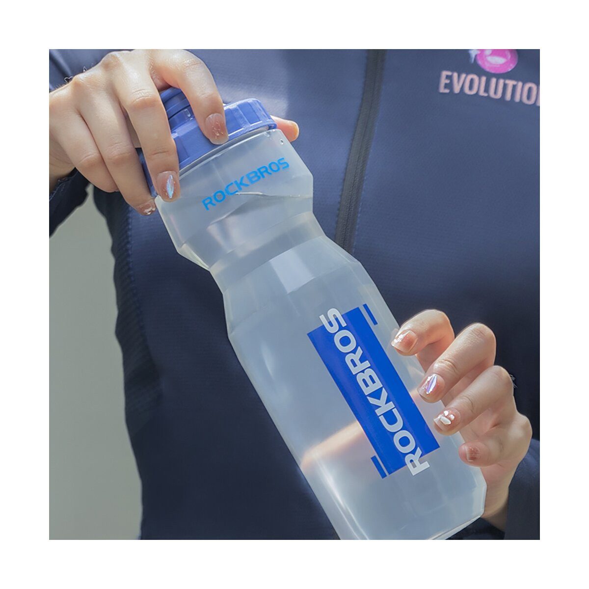 ROCKBROS Trinkflasche Rockbros Fahrradflasche 750 ml Transparent Blau