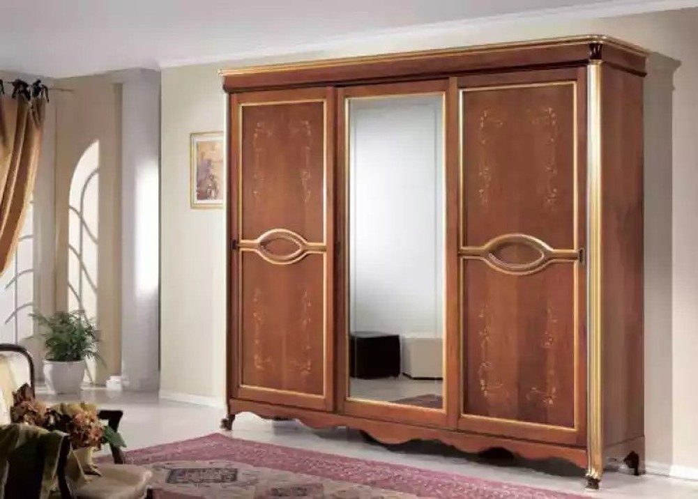 Kleiderschrank Brauner Schlafzimmer Kleiderschrank mit Spiegel - Klassische Möbel