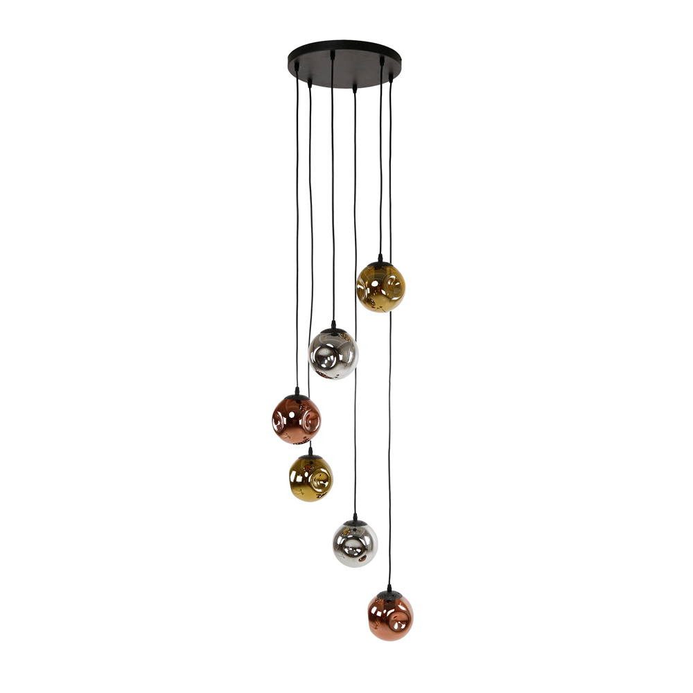 famlights Pendelleuchte famlights, Pendelleuchte Frana in Mehrfarbig und Schwarz E27