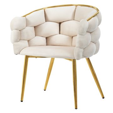 OKWISH Polsterstuhl mit Armlehnen und Rückenlehne (1 St), Stühle mit Metallbeinen, beige Stühle, Bubble Stühle