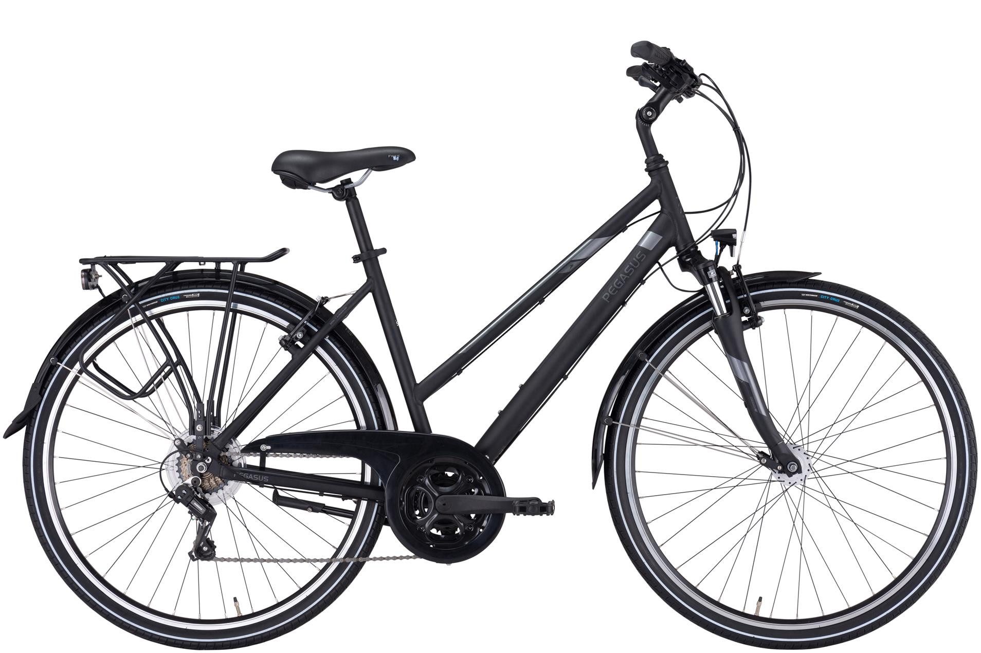 Pegasus Trekkingrad Pegasus Piazza 21 Damen Trapez schwarz 2024, 21 Gang Shimano Tourney RD-TY200, Kettenschaltung