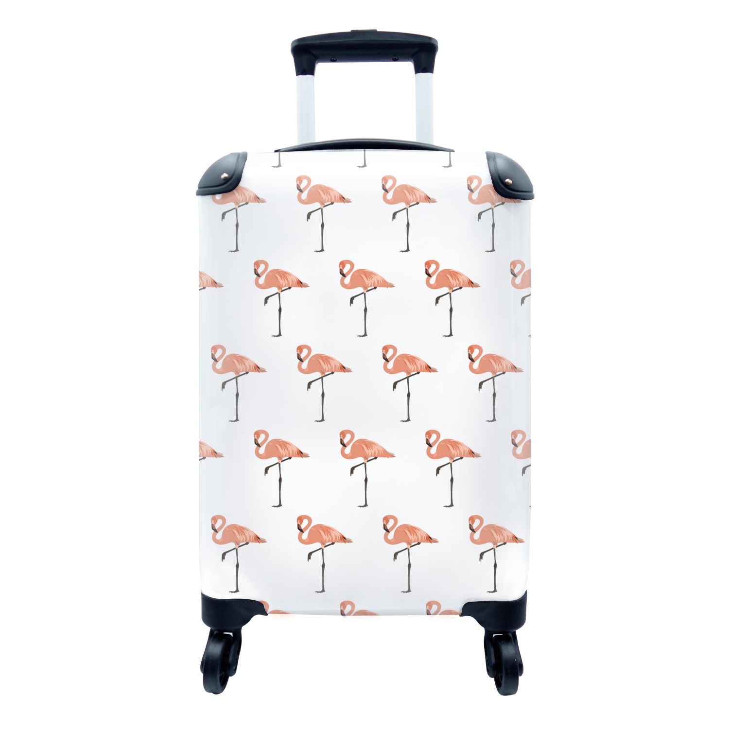 Handgepäckkoffer Trolley, - Reisekoffer Rollen, Reisetasche mit für 4 - rollen, Ferien, MuchoWow Vogel Flamingo, Muster Handgepäck