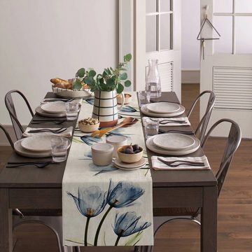 FIDDY Tischläufer Moderne, elegante Tischdecke mit Blumenmuster