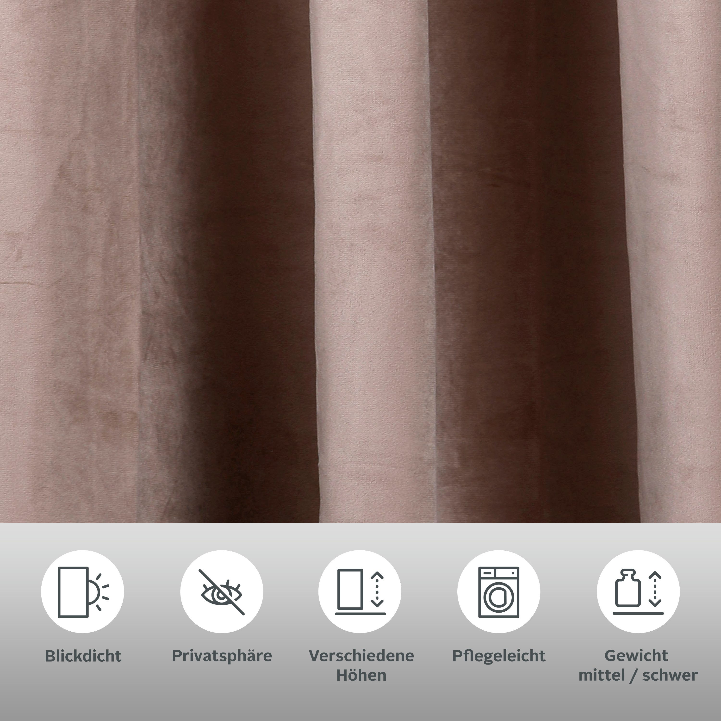 OTTO home Vorhang Velvet uni (2 St), Multifunktionsband, blickdicht, Blickdichter Samt, 2-er Set, edel, Gardine, multifunktional
