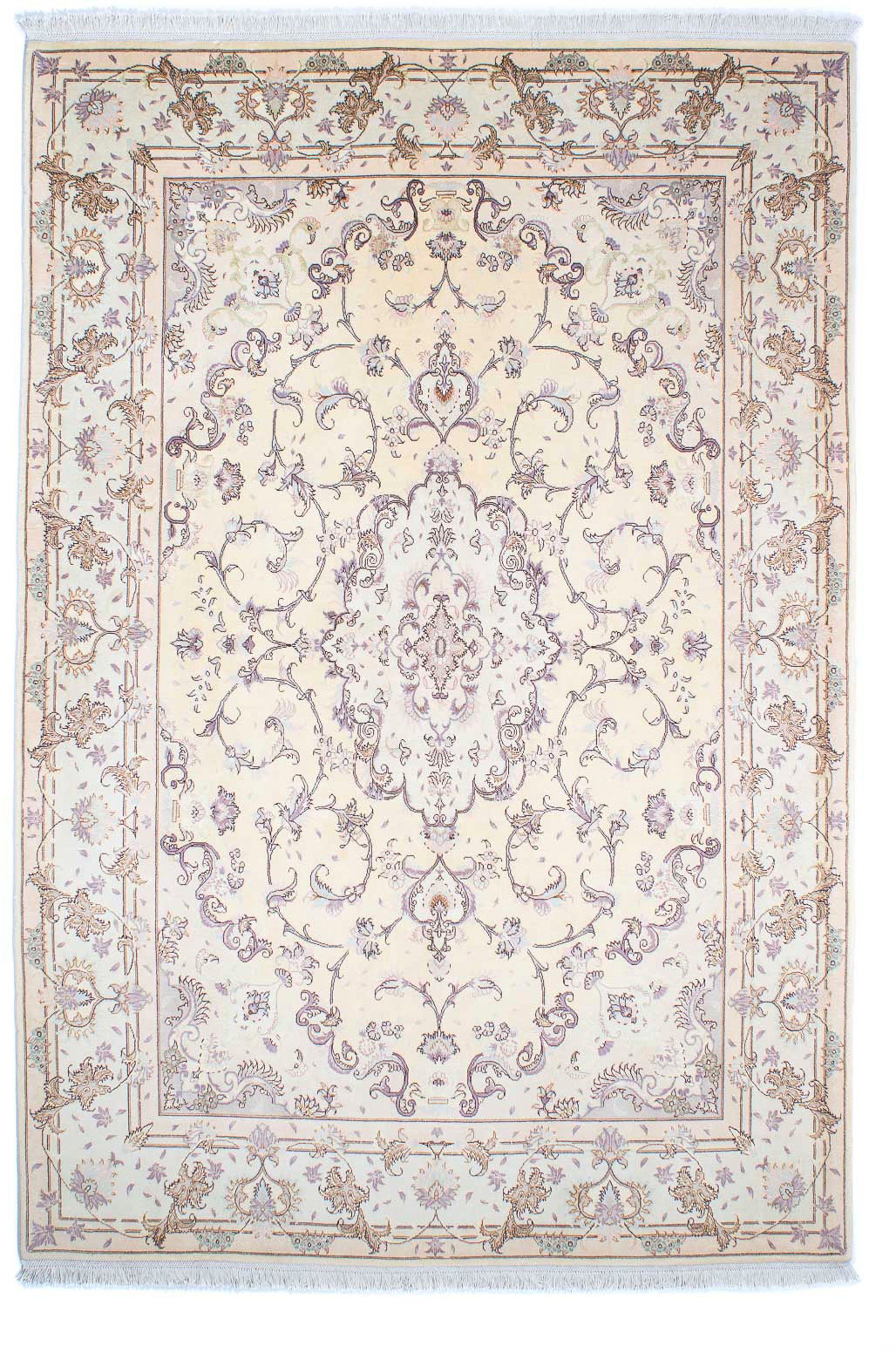 Orientteppich Perser - Royal Handgeknüpft, x 163 239 Zertifikat 7 cm Täbriz - mit mm, - - Wohnzimmer, Höhe: Einzelstück rechteckig, beige, morgenland