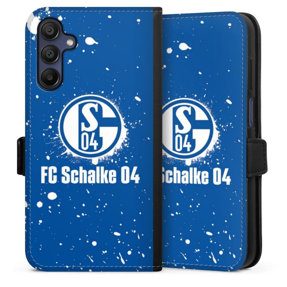 DeinDesign Handyhülle FC Schalke 04 S04 Logo Schalke 04 - Spraylogo, Samsung Galaxy A15 5G Hülle Handy Flip Case Wallet Cover
