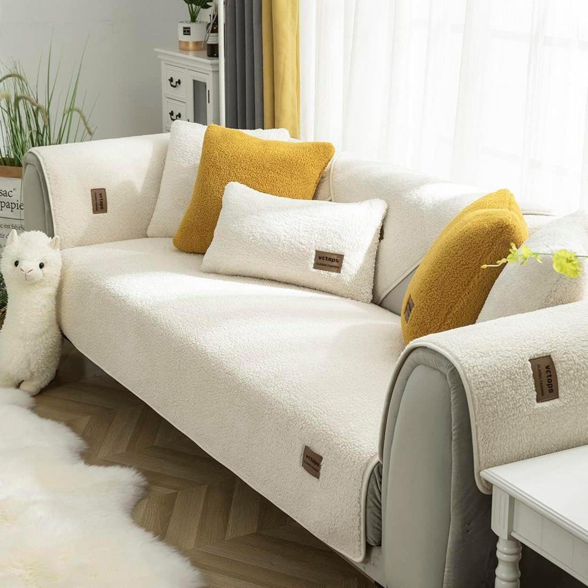 Sofabezug Sherpa weicher Sofabezug, Möbelschutzbezug (110 x 210 cm), yozhiqu, Maschinenwaschbar zum Schutz vor Flecken und Haustierschäden