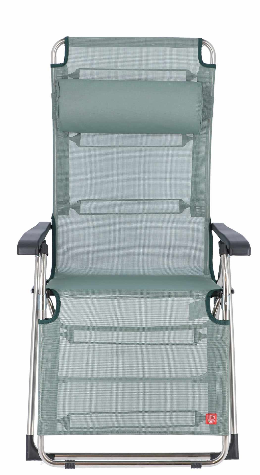 Fiam Gartenliege Amida XXL aus Aluminium, Salbei, stufenlos verstellbar, mit Nackenrolle