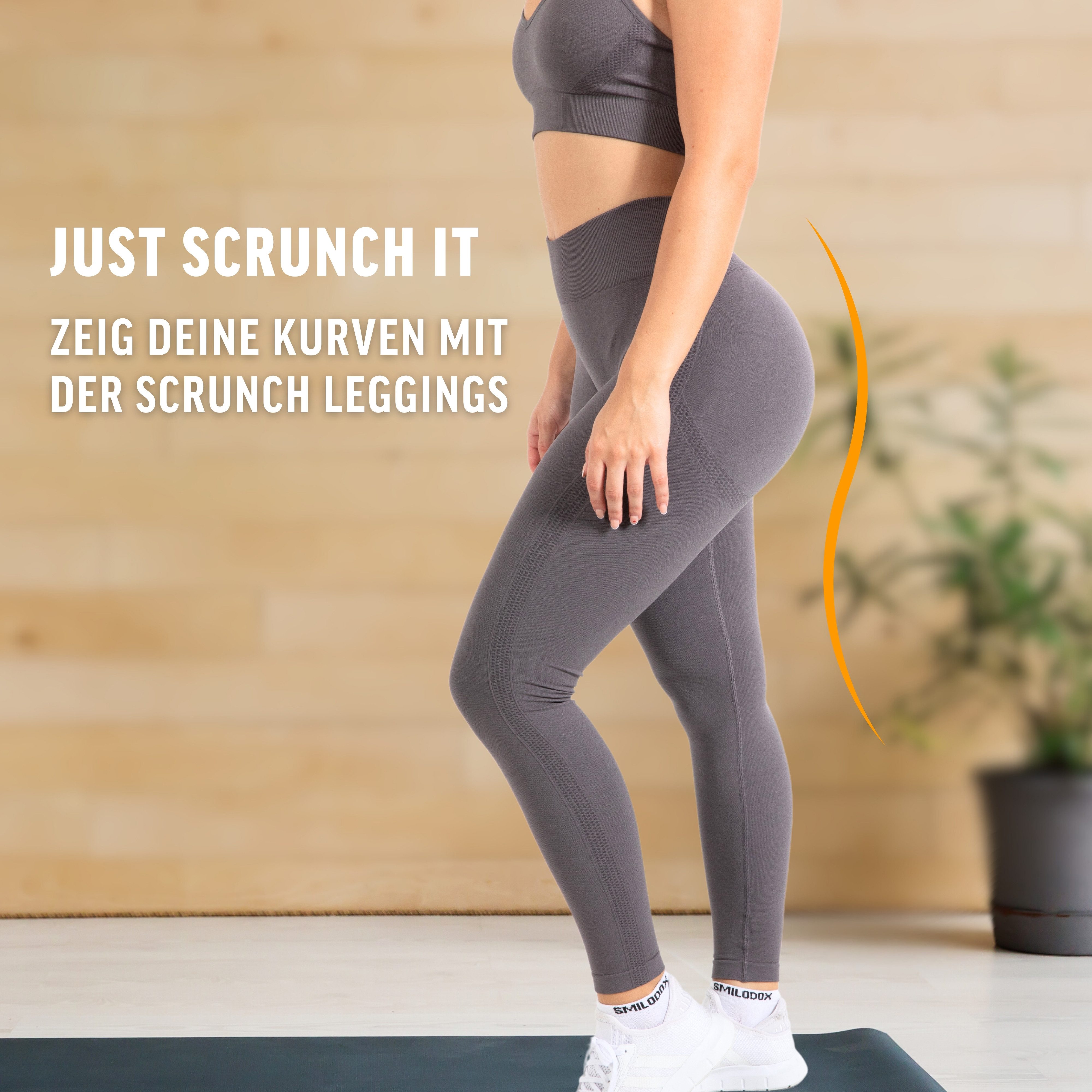 Smilodox Leggings Cetrina, Push Up Scrunch Leggings mit Schriftzug Fitness & Alltag Seamless, High Waist, Scrunch Sporthose, Atmungsaktiv, Blickdicht