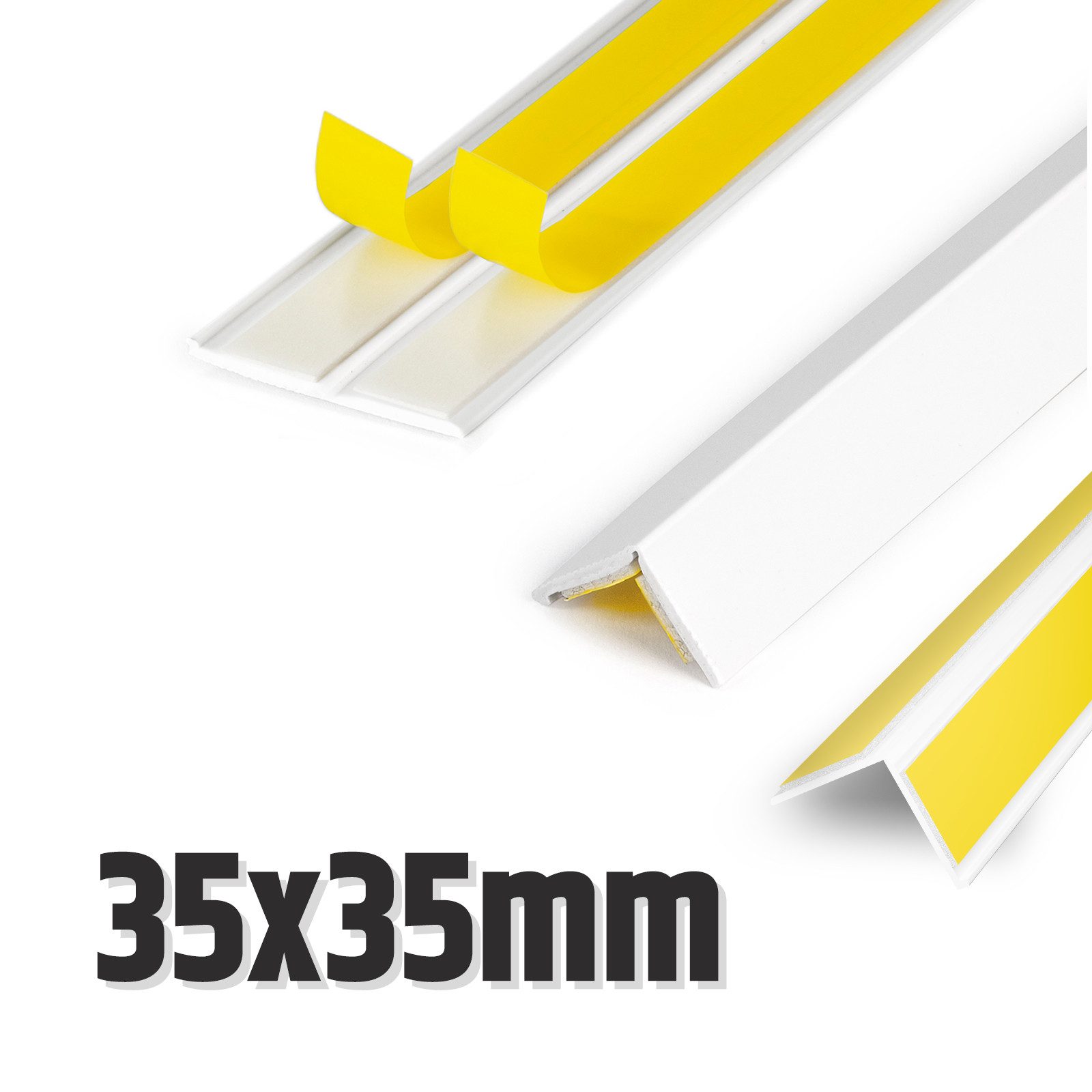 DQ-PP Sockelleiste DQ-PP WINKELLEISTE, 10m, Fensterleisten, Eckleiste, selbstklebend, Knickwinkel, 15x15mm, 25x25mm, 35x35mm, Stärke: 1,5mm, Weiss