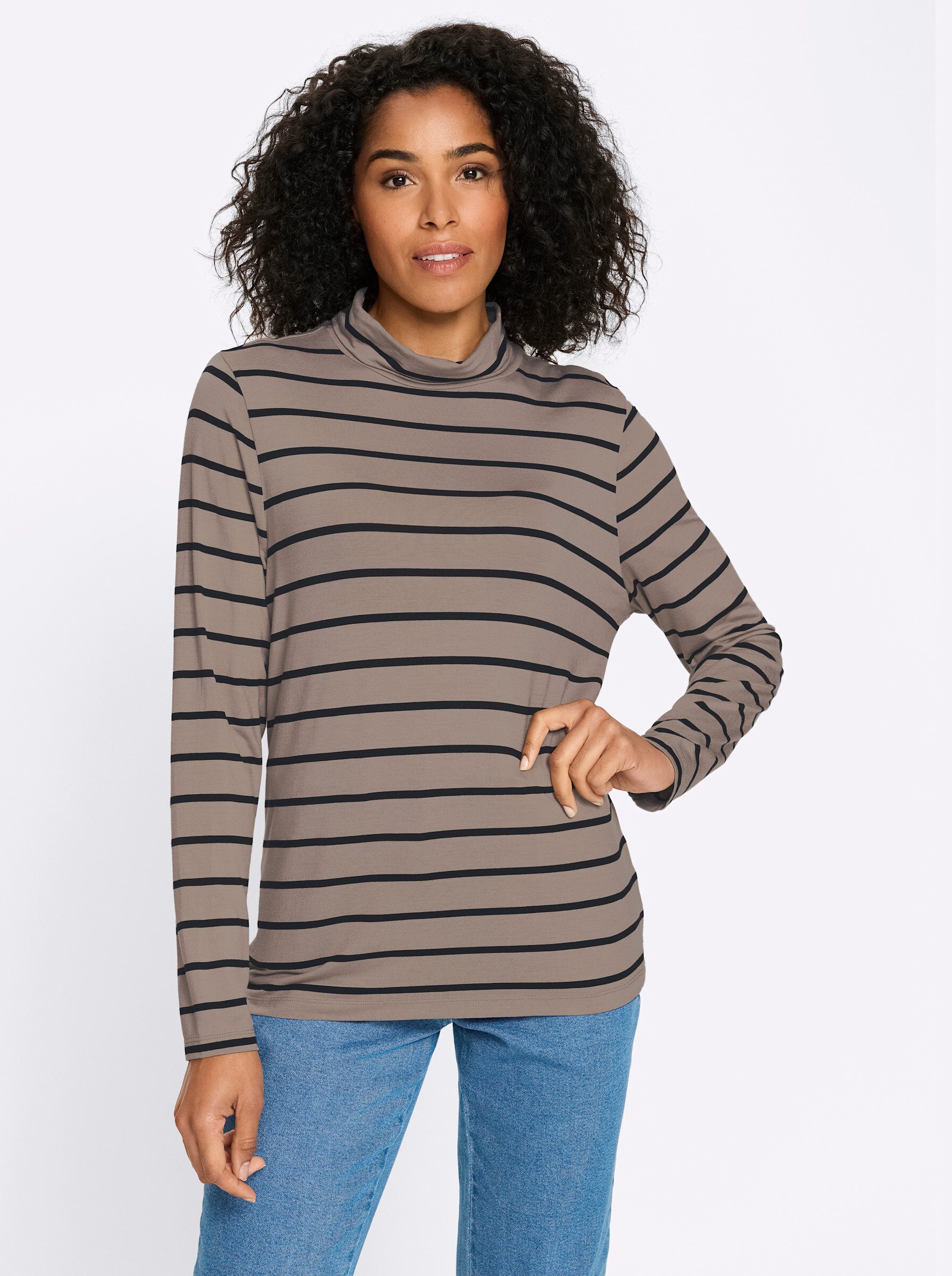 Sieh an! T-Shirt Rollkragen-Shirt Langarm