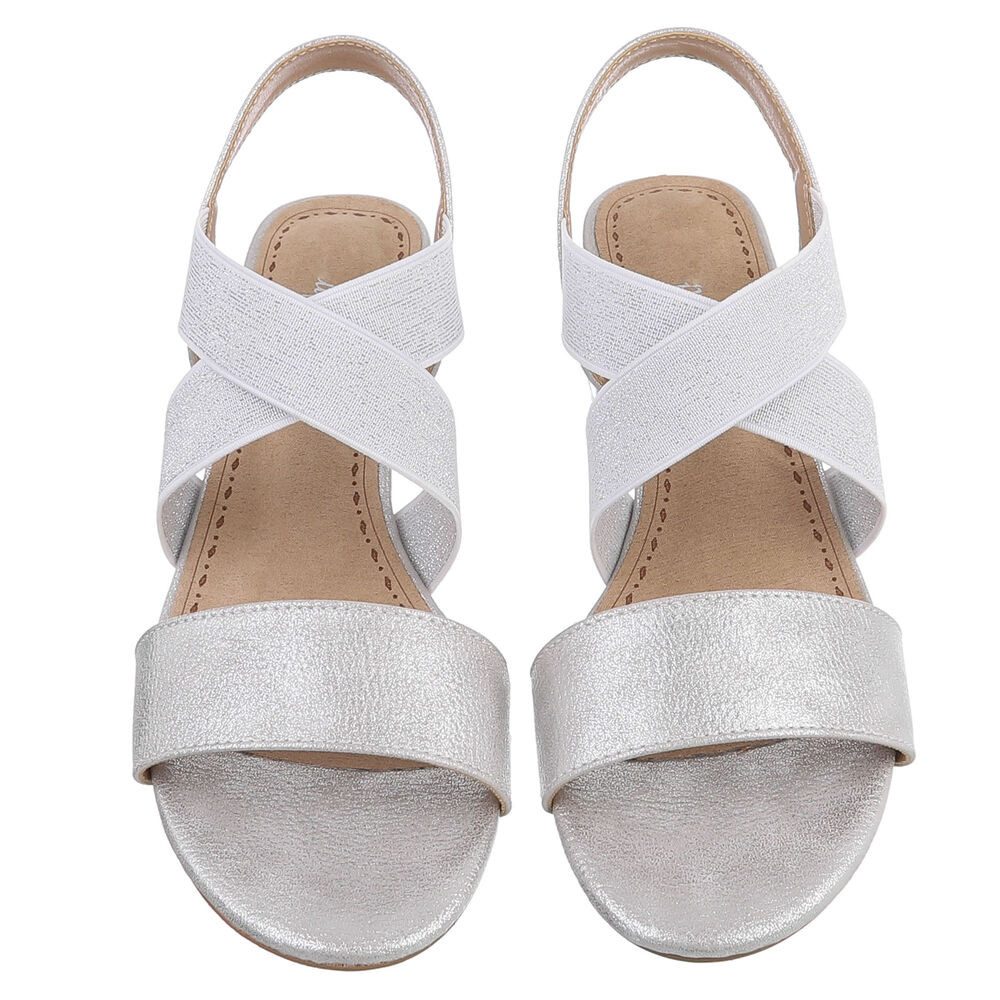 Ital-Design Elegante Sandalen mit Crossband und Blockabsatz für Damen Sandalette (91117355) Blockabsatz Sandalen & Sandaletten in Silber – Bild 4 von 5