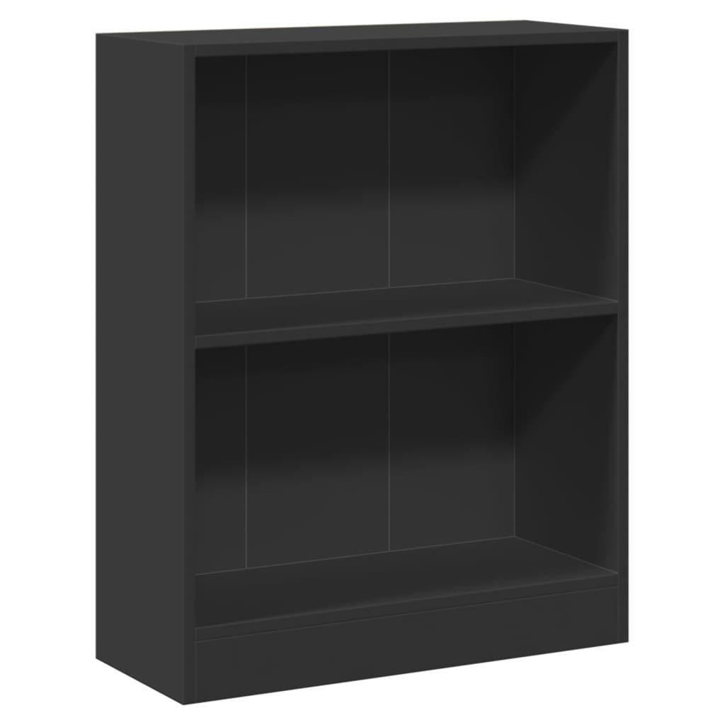 furnicato Bücherregal Kompaktes 60x24x76 cm Schwarz aus Holzwerkstoff, 1-tlg., Stabiler Regalschrank mit 2-Fächer-Design und Stauraum für Wohnraum