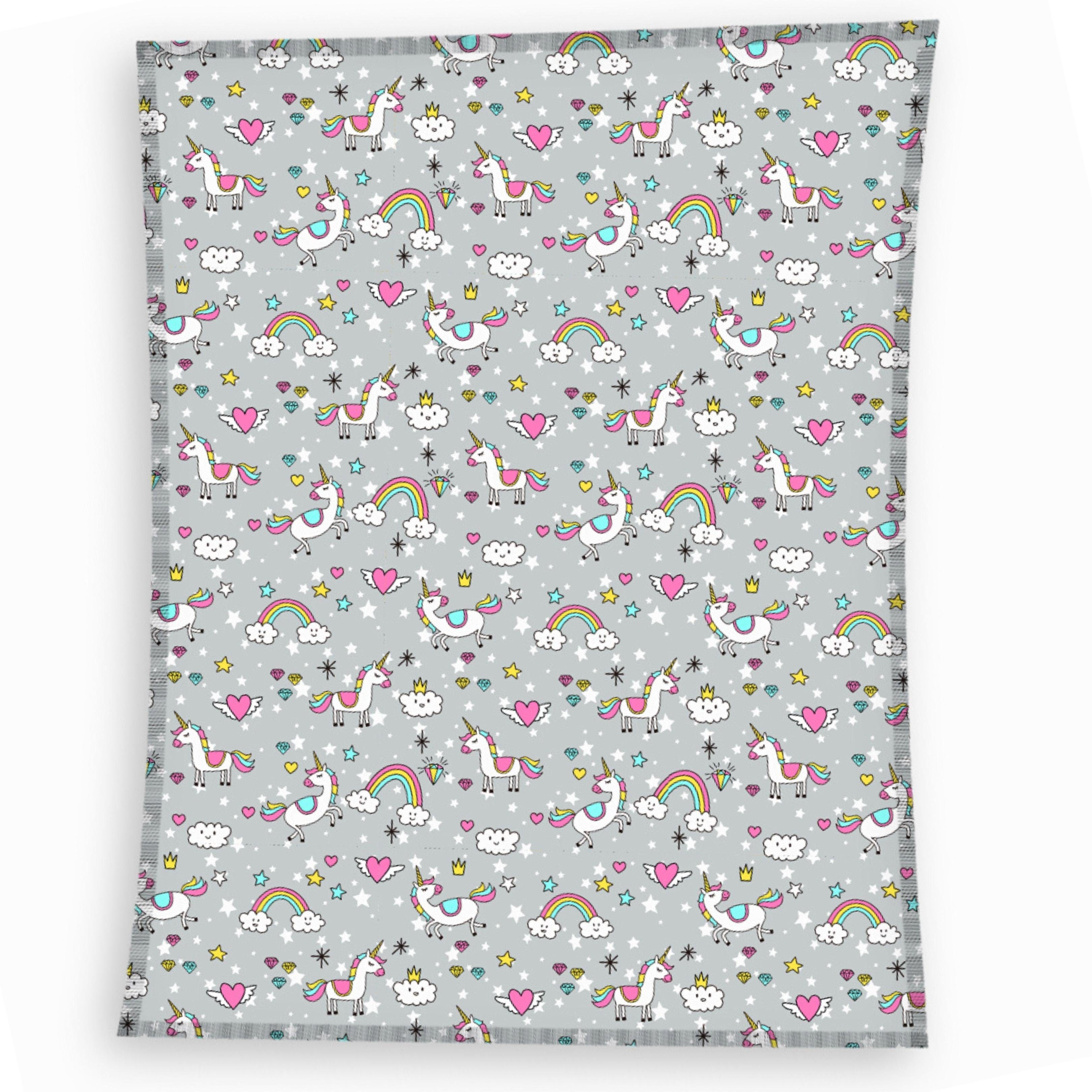 Kinderdecke Einhorn Regenbogen 130x170 cm, weich und kuschelig, Unicorn, MT günstig online kaufen