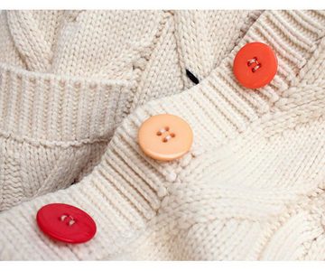 AFAZ New Trading UG Cardigan Modischer lockerer Strickjackenpullover für Damen im Herbst und Winter (1-tlg., Damen-Strickjacke, langärmelig, lockere Jacke mit Taschen Knöpfen) modischer Strickjacken Pullover