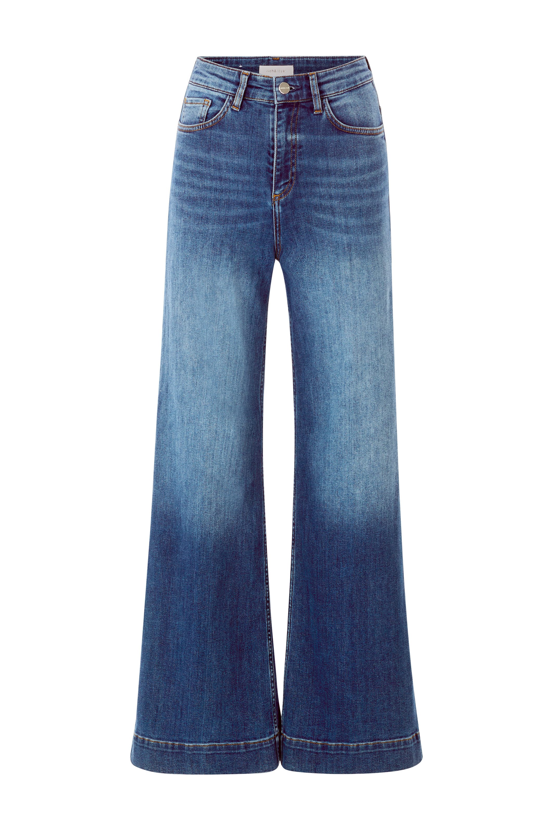 RICHROYAL Weite Jeans NOS MR SC F Blue Hoher Bund, weites Bein, dezente Waschung
