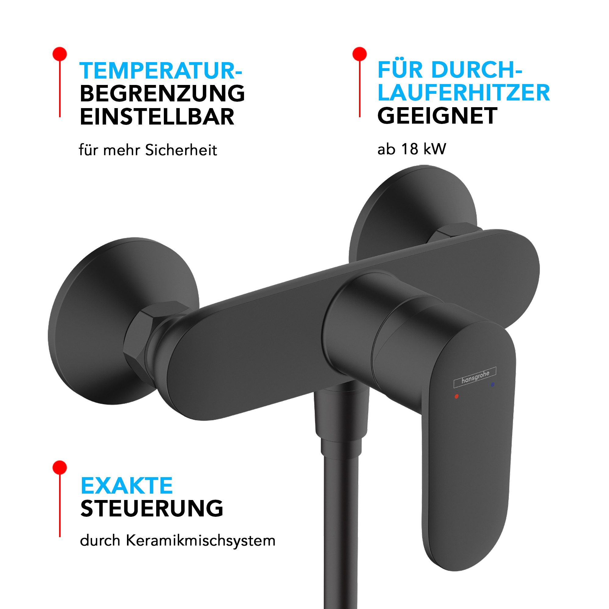 hansgrohe Duscharmatur Vernis Blend Einhebelmischer Set mit Aloni Handbrause und Regendusche (Spar-Set) Aufputz Wandmontage, Armatur in chrom oder schwarz matt